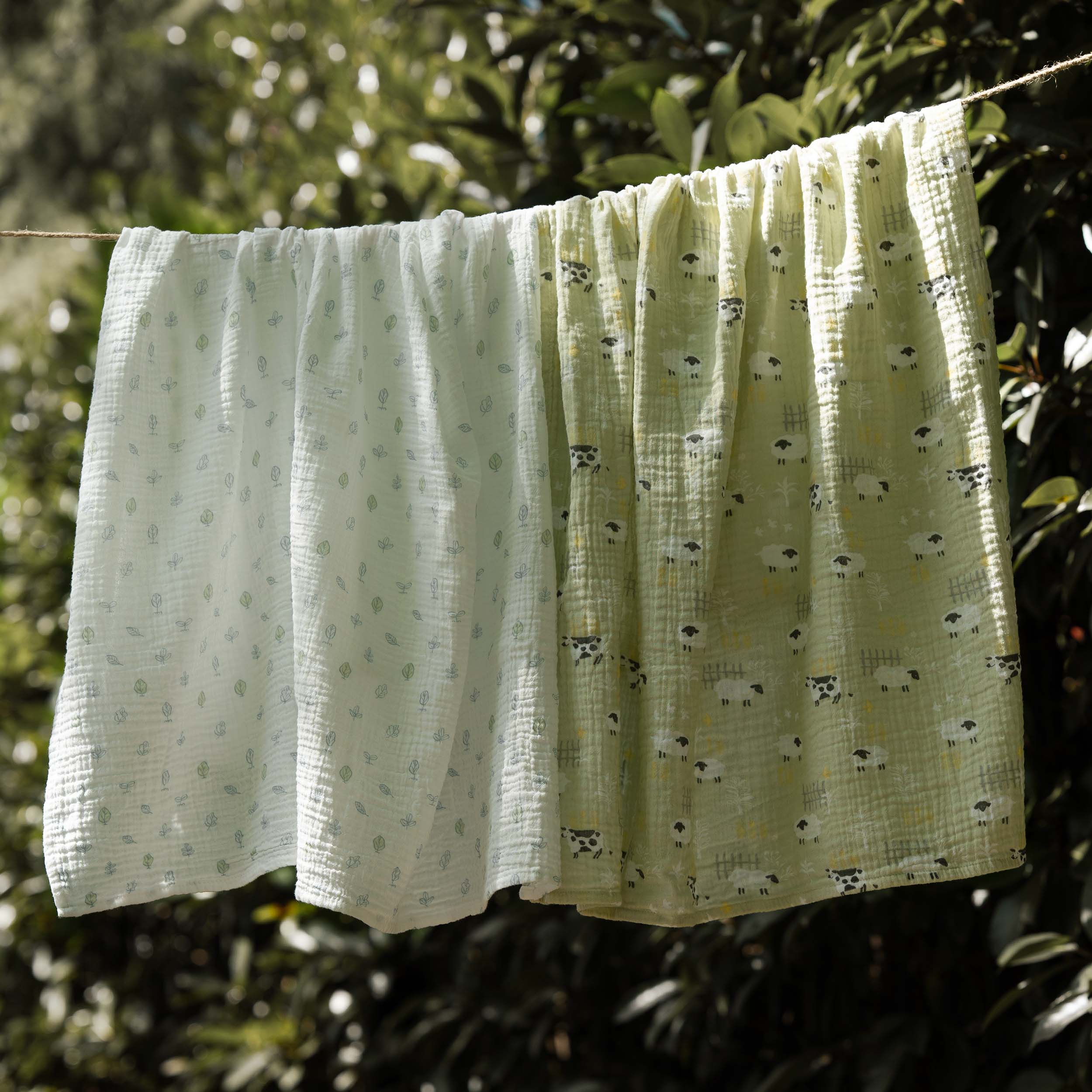 Muslin Swaddle Blankets 3-Pack | 38"x40" | Grass Pastures