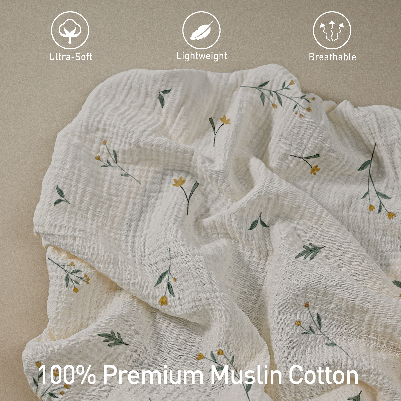 Leafy Green  | Muslin Bassinet Sheets 3-Pack | 38''*26''