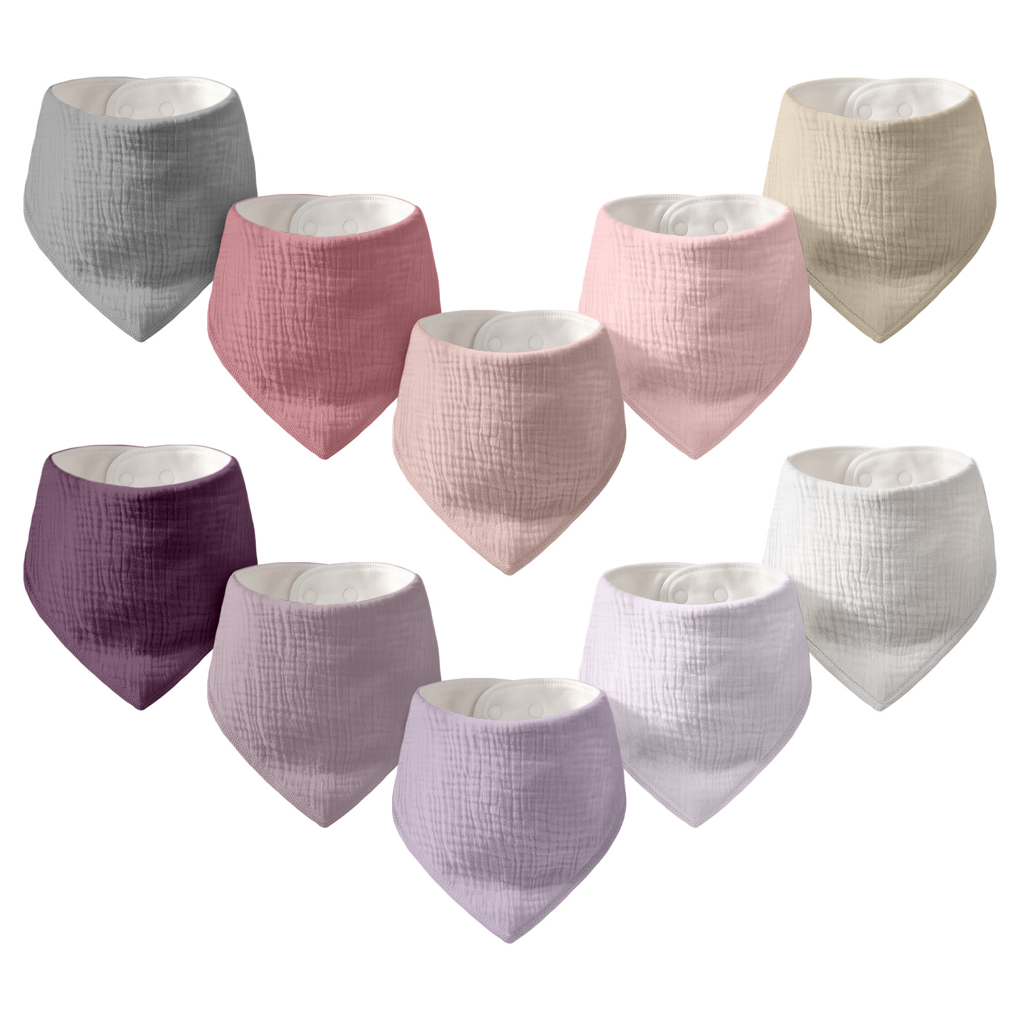 Lavender Cloud Blend | Soft & Absorbent Muslin Bandana Bibs 10 Pack