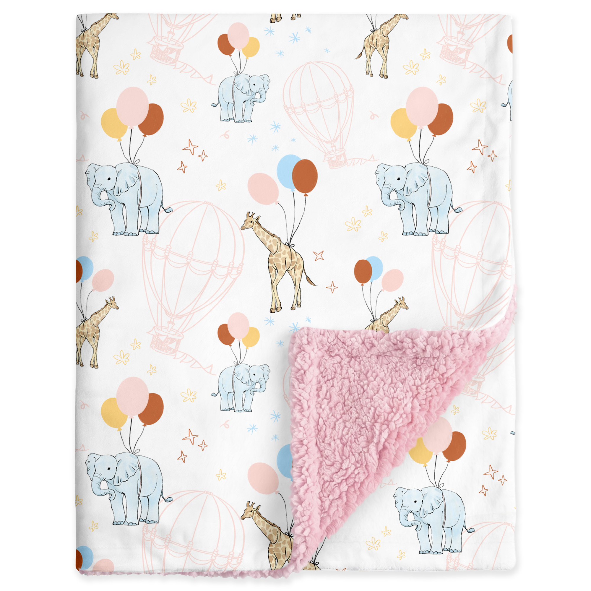 Pink Safari Party | plush baby blanket | 30''*36''
