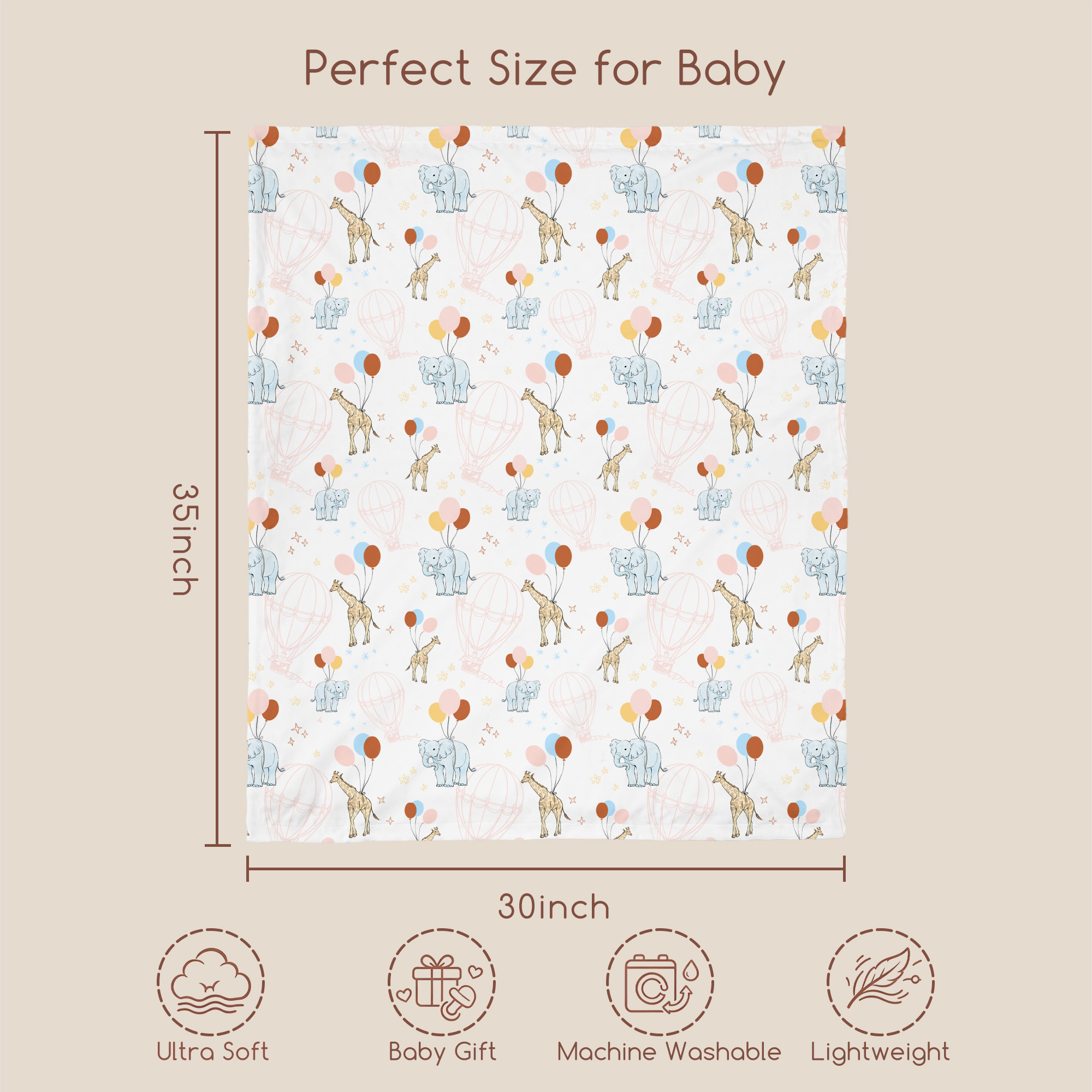 Pink Safari Party | plush baby blanket | 30''*36''