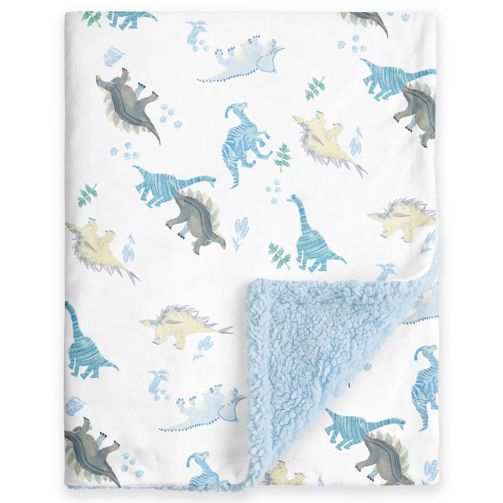 Blue Dino World | plush baby blanket | 30''*36''