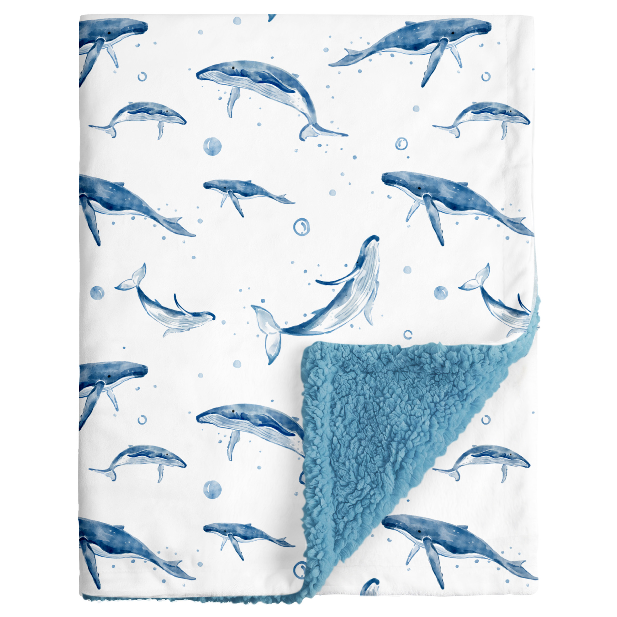 Blue Whale Splash | plush baby blanket | 30''*36''