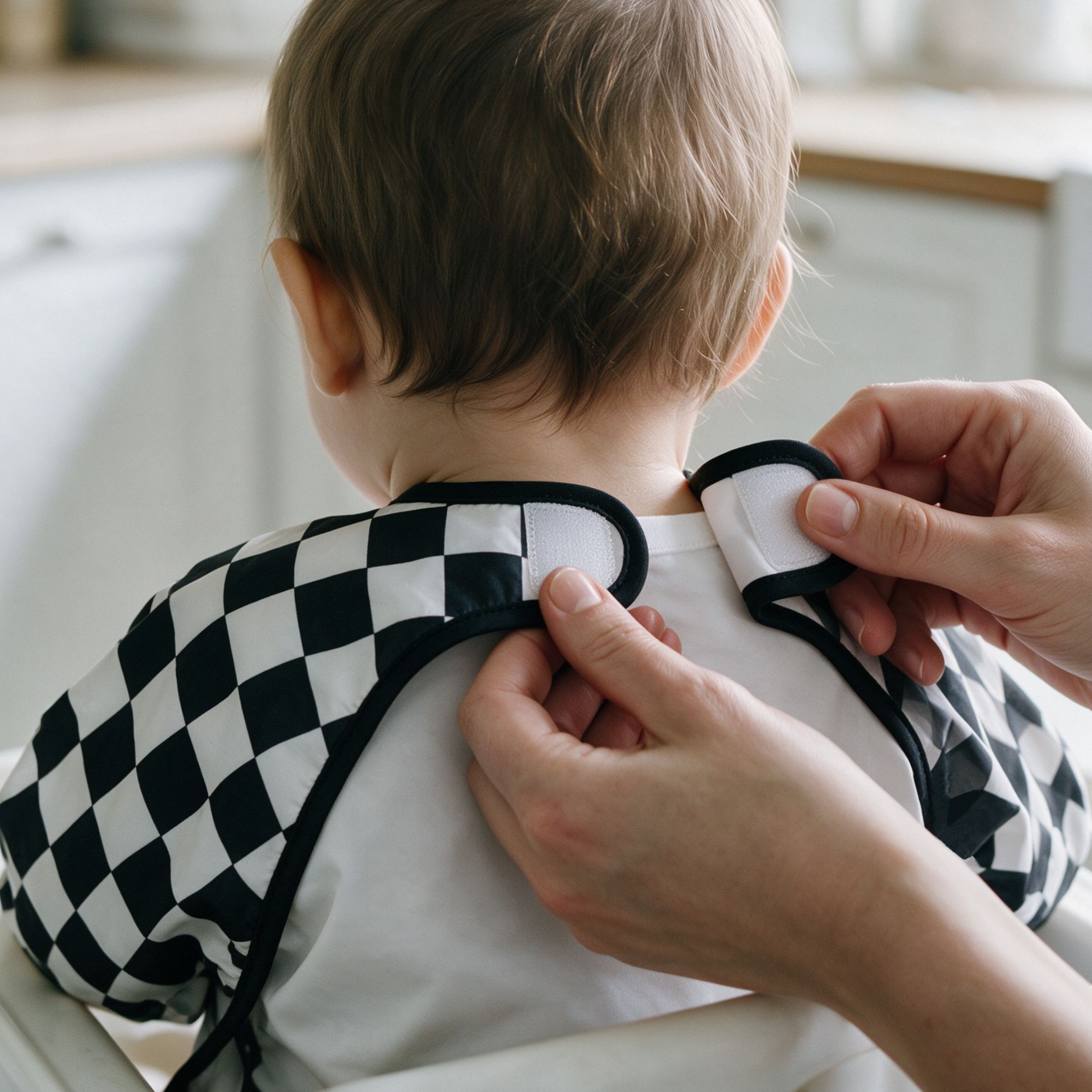 Black & Blue Check | Waterproof Smock Bibs 3 Pack | 6-24 Months