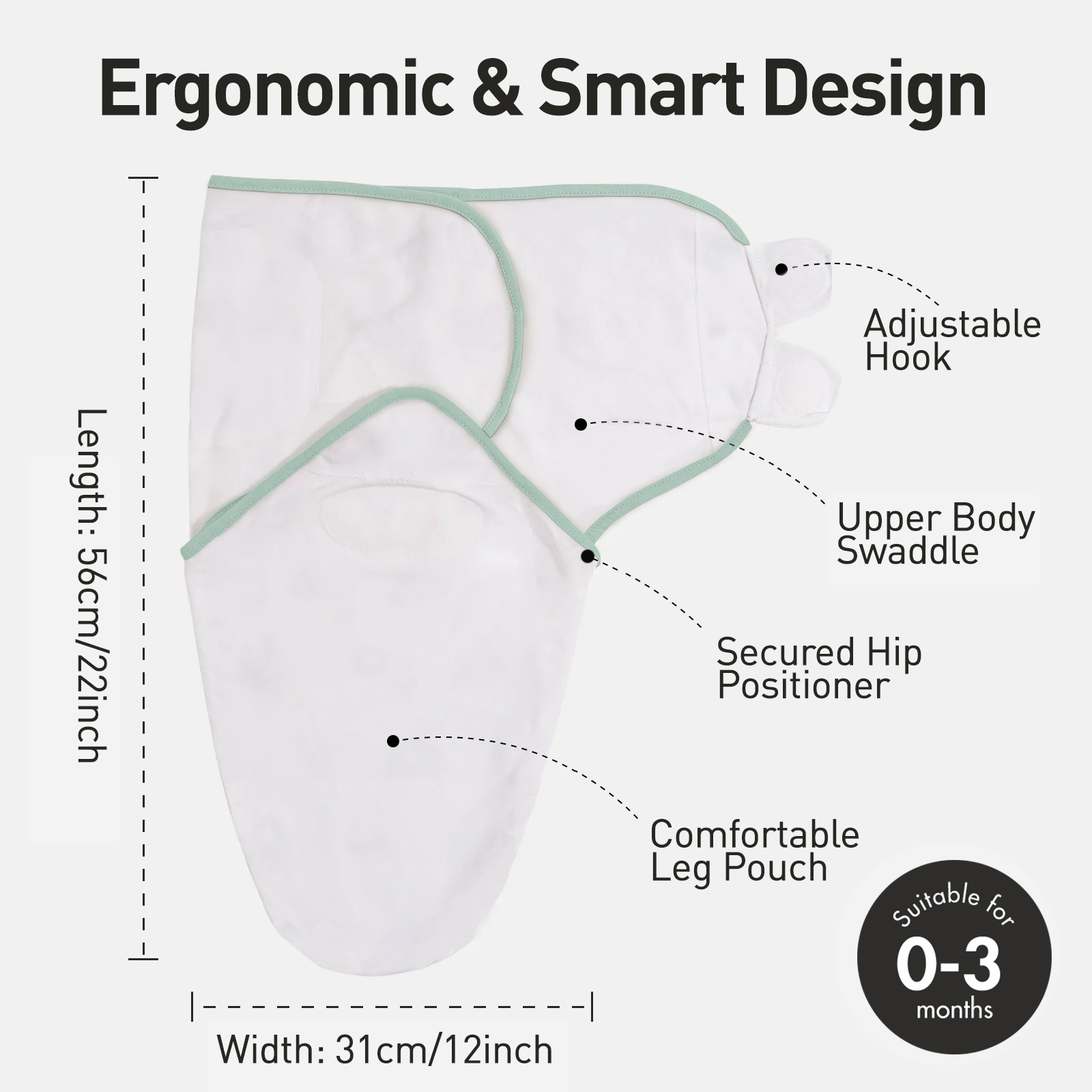 Greyish Green | Gllquen Baby Swaddle 0-3 Months 3 Pack