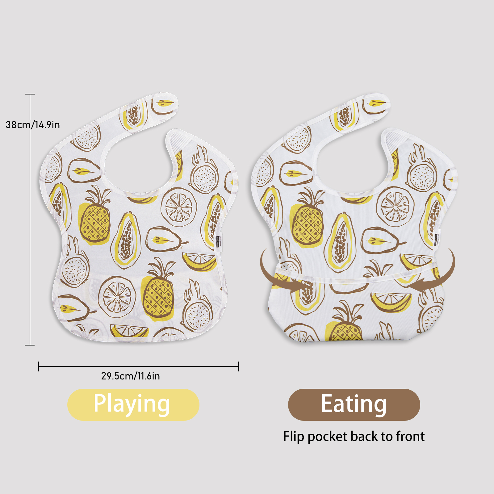 Fruit | Gllquen Baby Waterproof Bibs 5 Pack | 3-24 Months