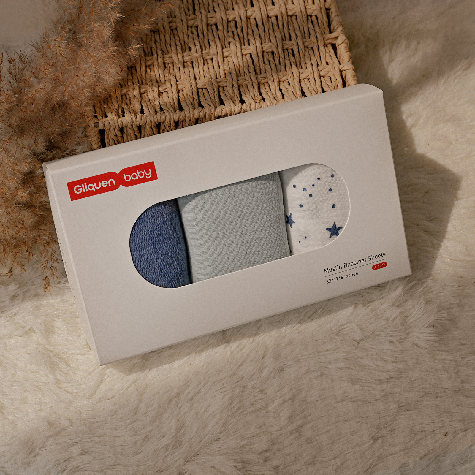 Planet  | Muslin Bassinet Sheets 3-Pack | 33''*17''