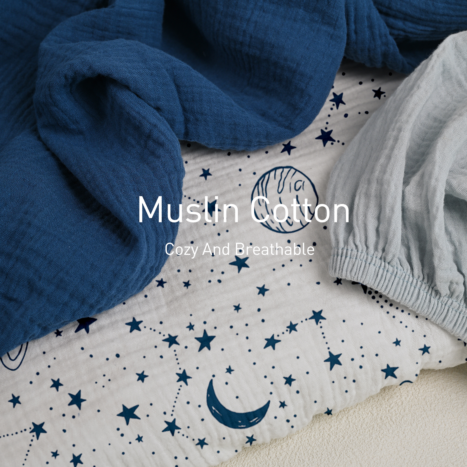 Planet  | Muslin Bassinet Sheets 3-Pack | 33''*17''