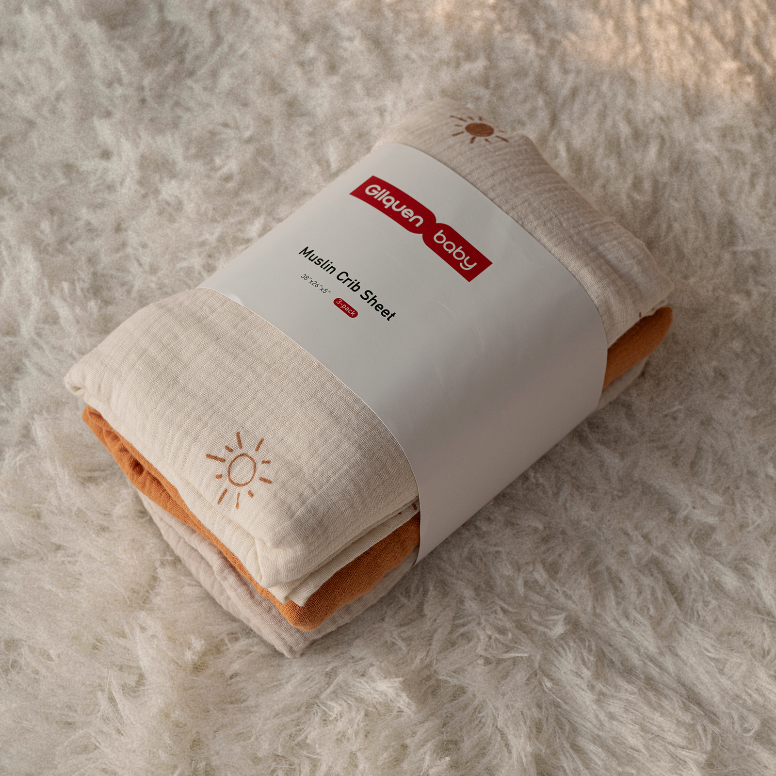 Rising | Muslin Bassinet Sheets 3-Pack | 38''*26''