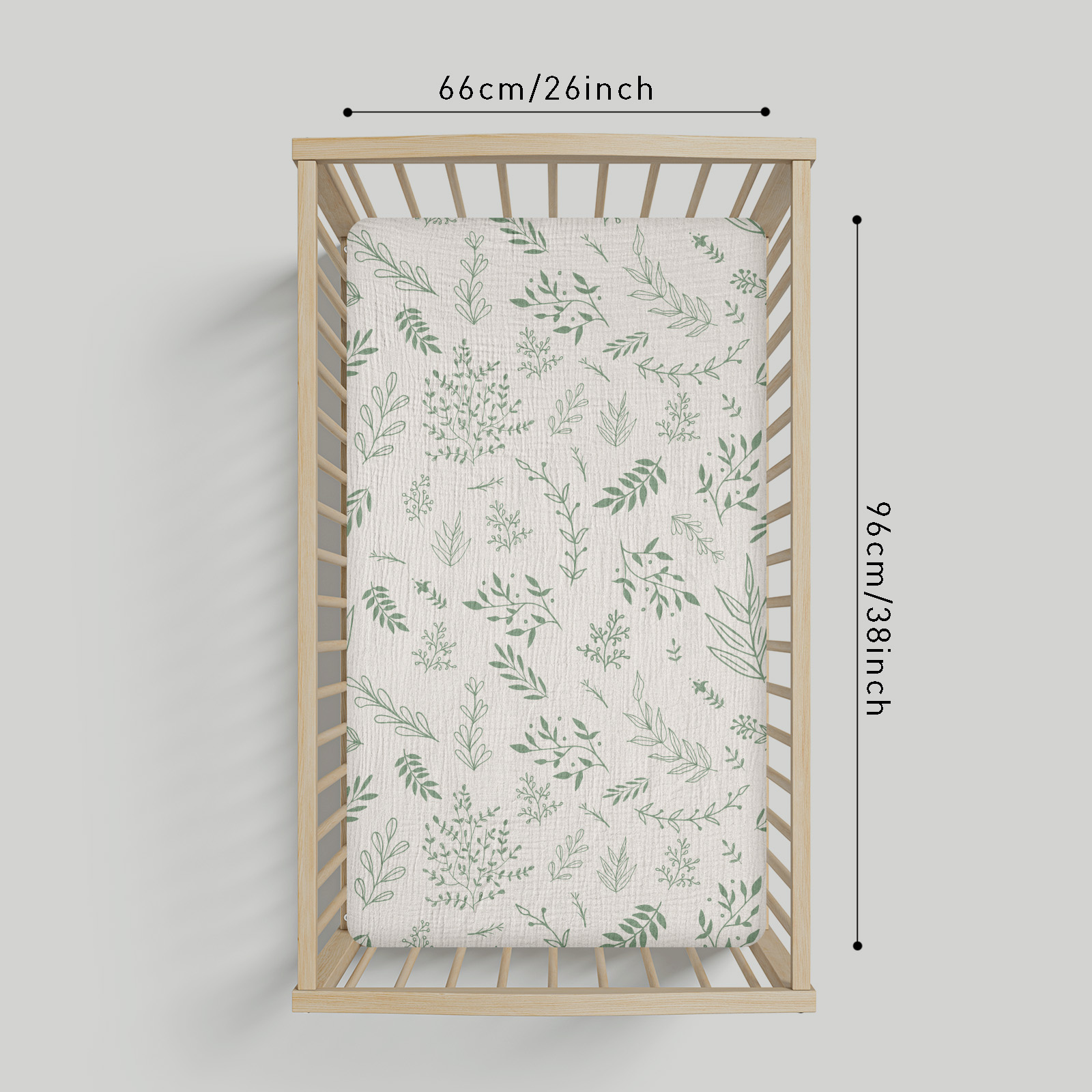 Natural Leaves  | Muslin Bassinet Sheets 2-Pack | 38''*26'' 100% Muslin Cotton