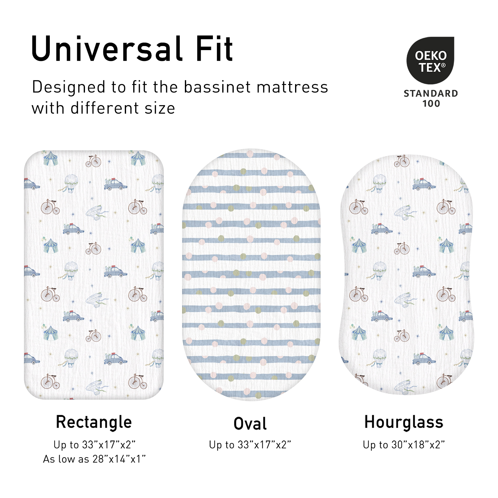 On the Way | Muslin Bassinet Sheets 2-Pack | 33''*17'' 100% | Muslin Cotton