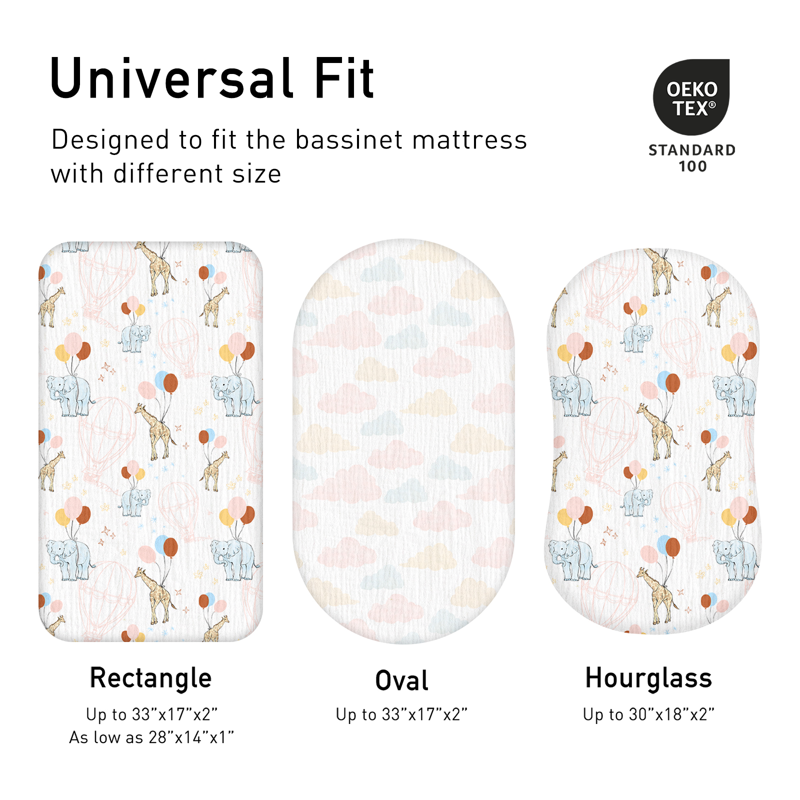 Fantasy Amusement Park | Muslin Bassinet Sheets 2-Pack | 33''*17'' 100% | Muslin Cotton