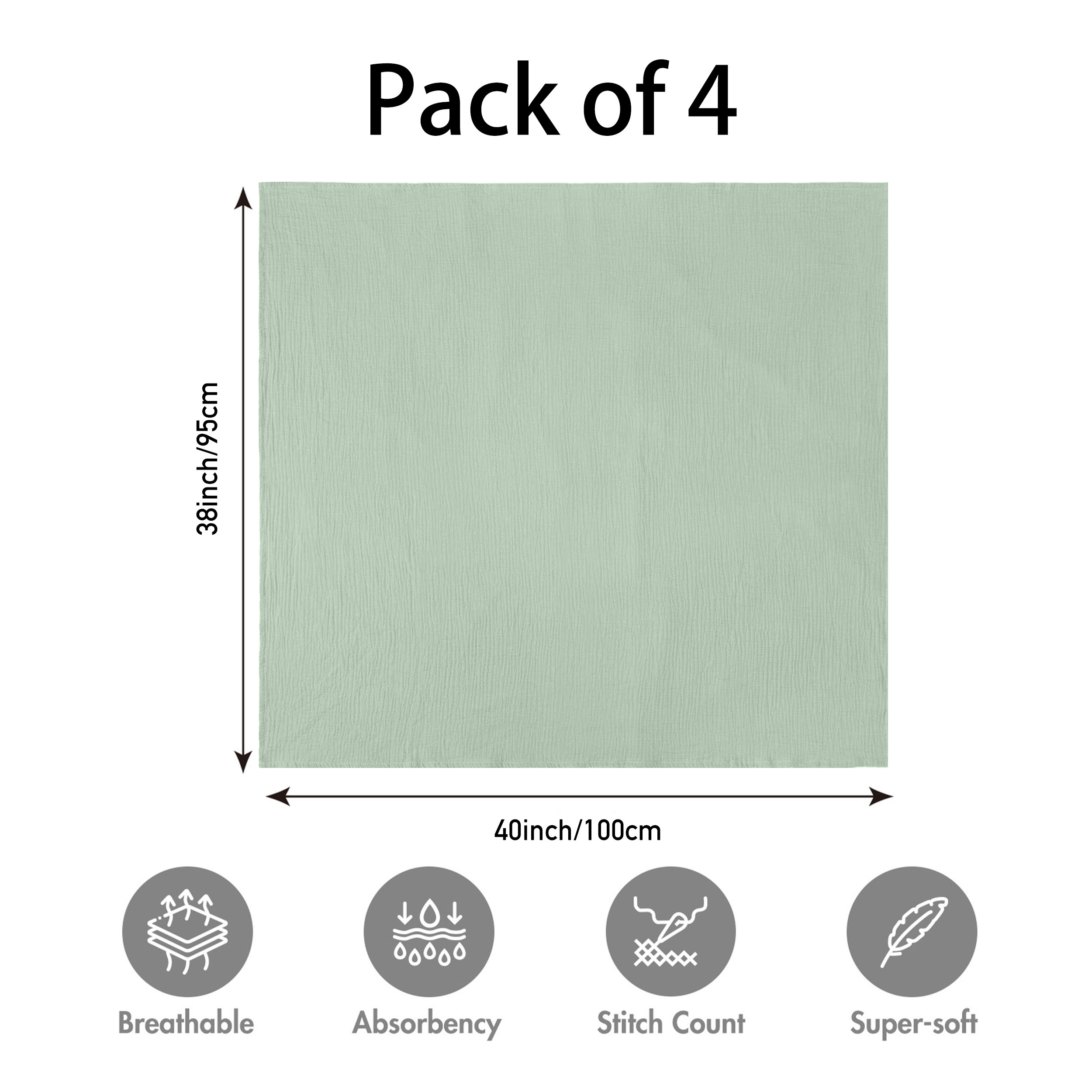 Muslin Swaddle Blankets 4-Pack | 38"x40" | Nature's Color Palette