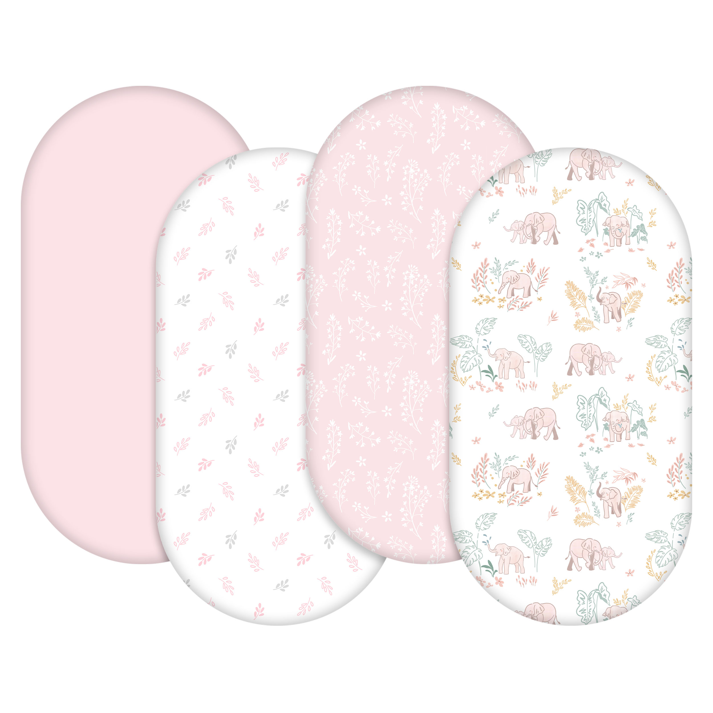 Line-Talk Elephant | Soft Microfiber Fitted Change Pad Cover & Bassinet Sheets 4 Pack | 16''*32''