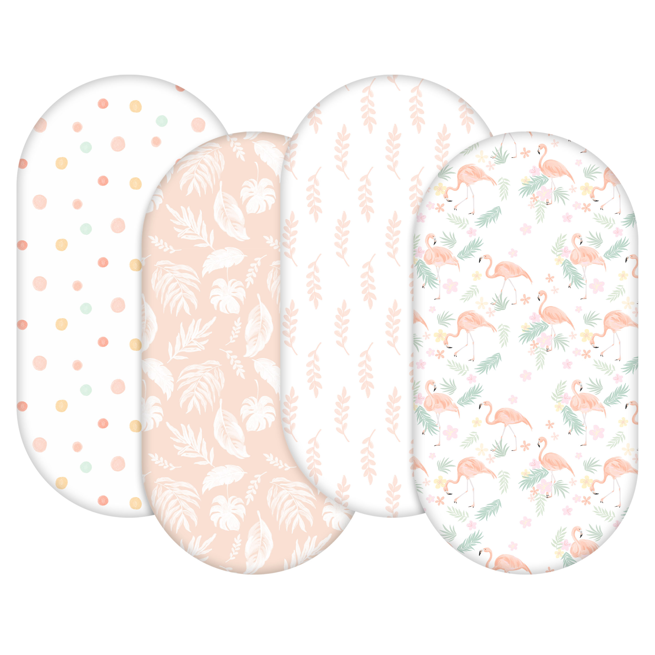Flamingo Garden | Soft Microfiber Fitted Change Pad Cover & Bassinet Sheets 4 Pack | 16''*32''