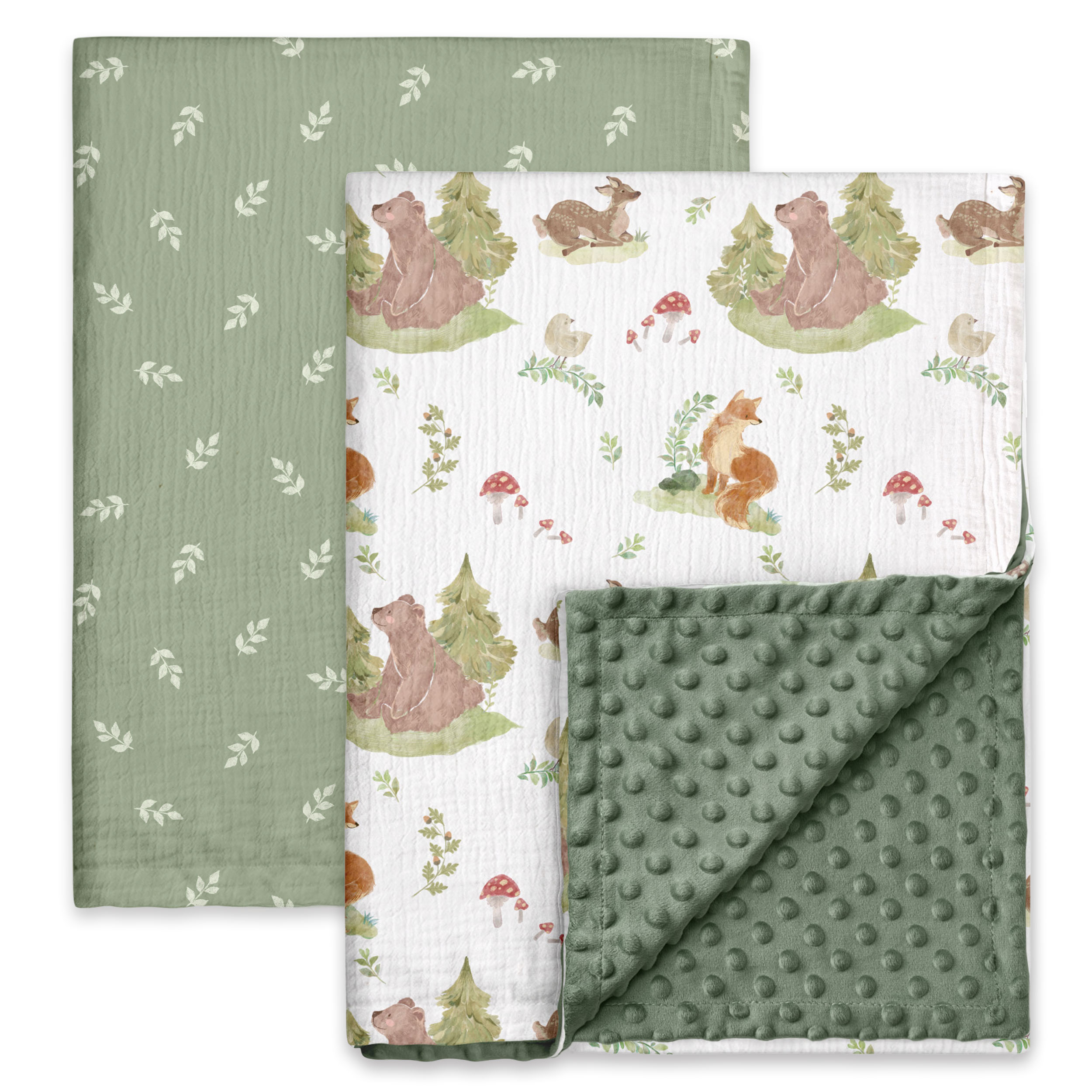 Forest Stories | Muslin and Fleece Plush Dot Blanket | 30''*40''