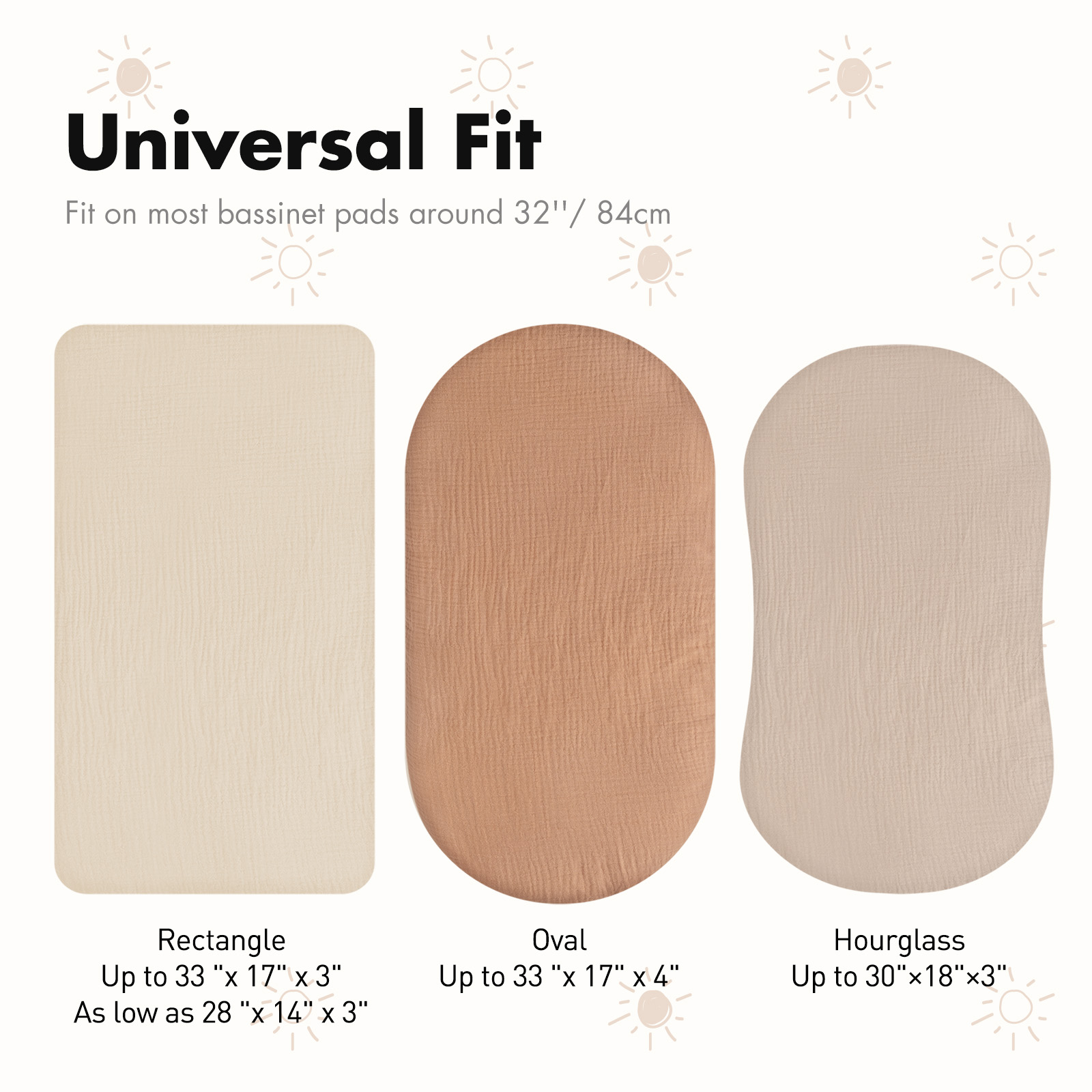 Rising  | Bassinet Sheets 3-Pack | 33''*17''