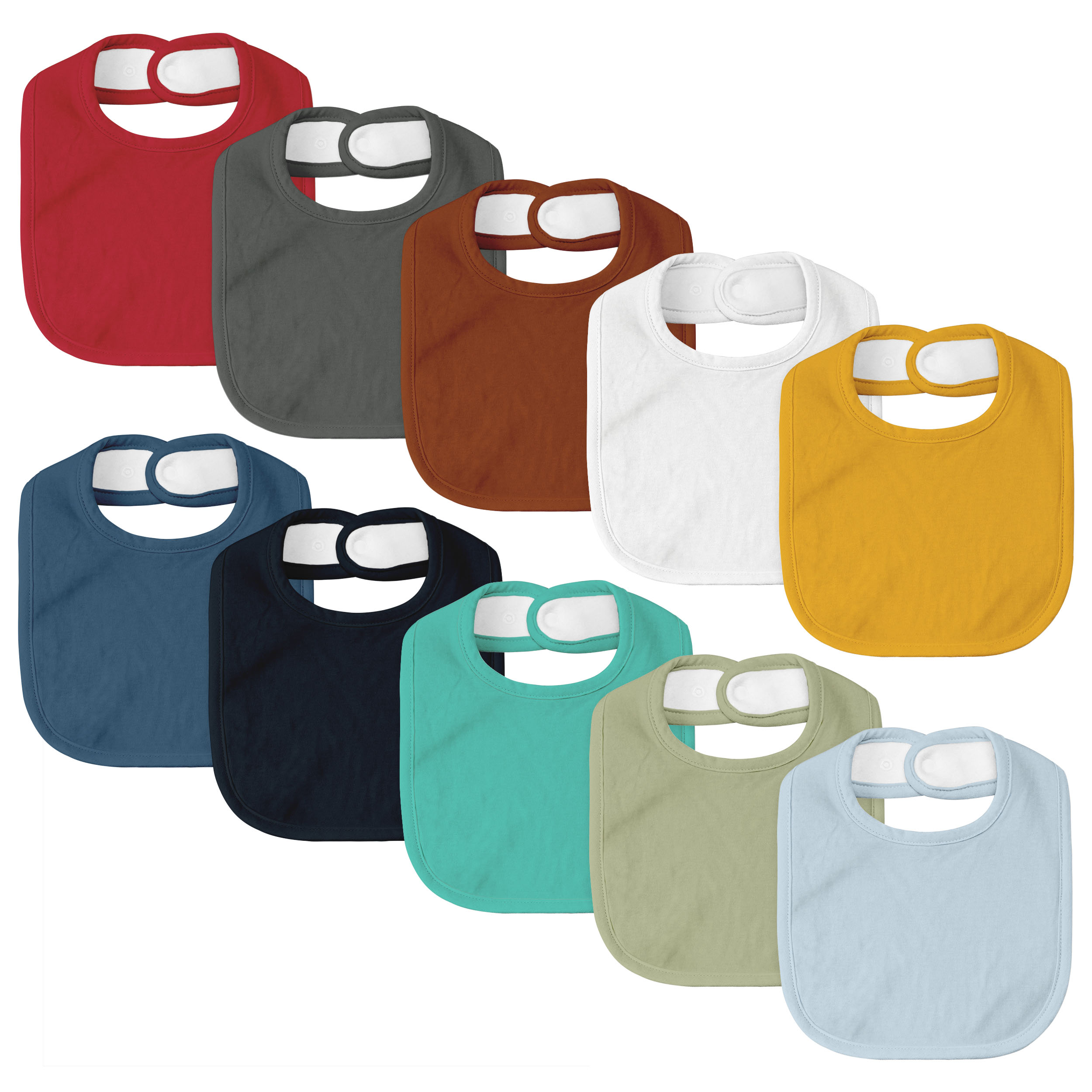 Vivid Solids | Organic Cotton Bandana Bibs 10 Pack | 0-36 Months
