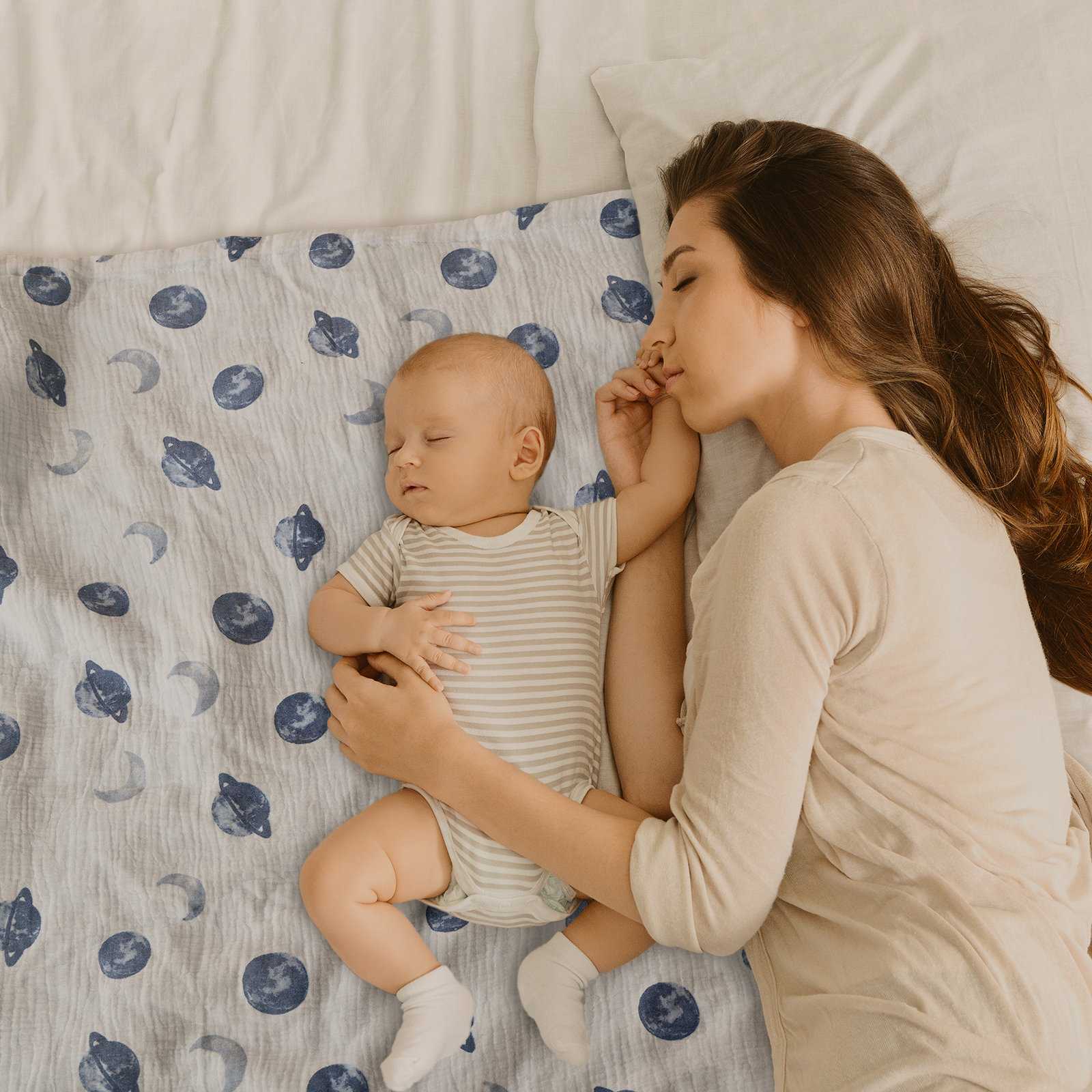 Space | Muslin and Fleece Plush Dot Blanket | 30''*40''