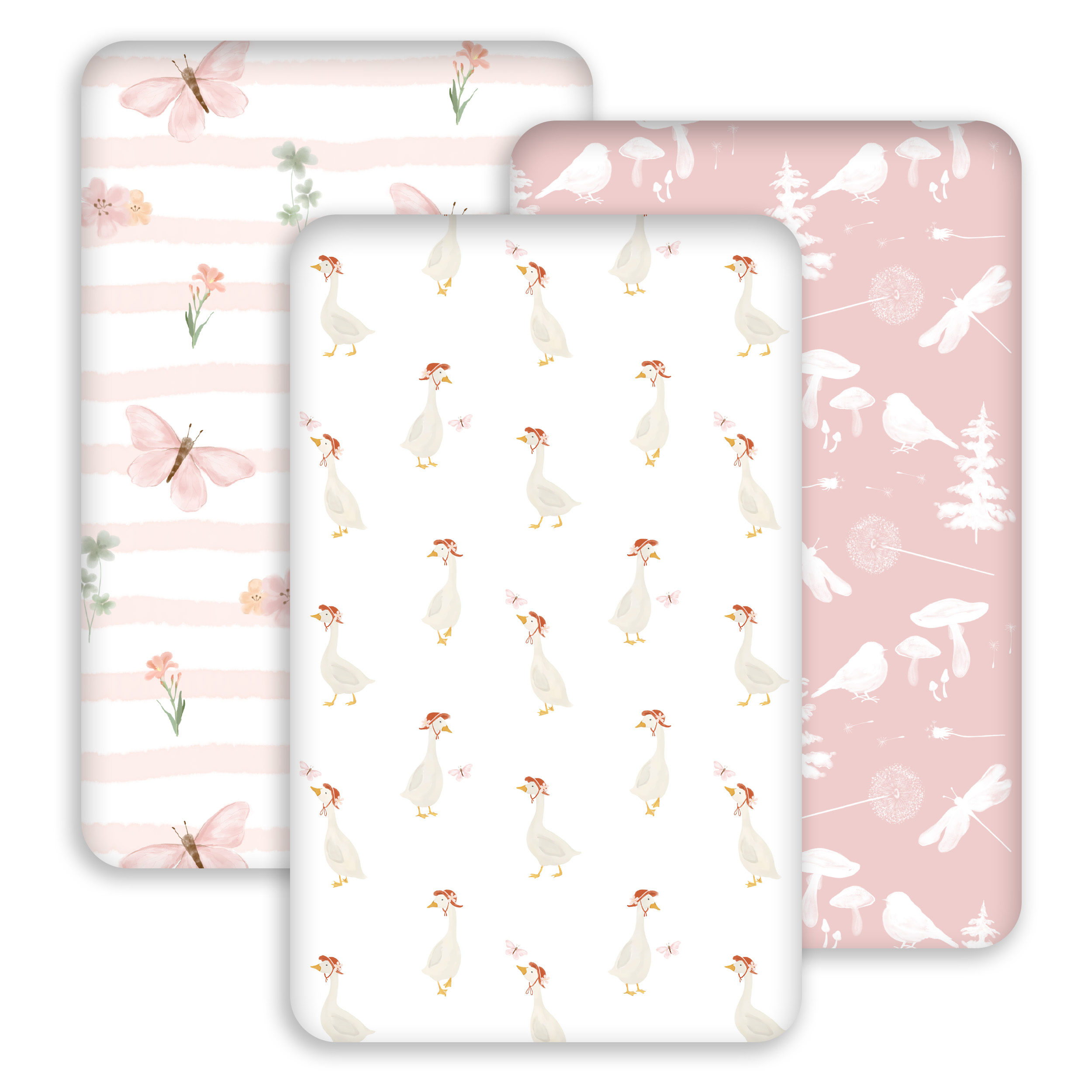 Pink Butterfly | Bassinet Sheets 3-Pack | 33*20''