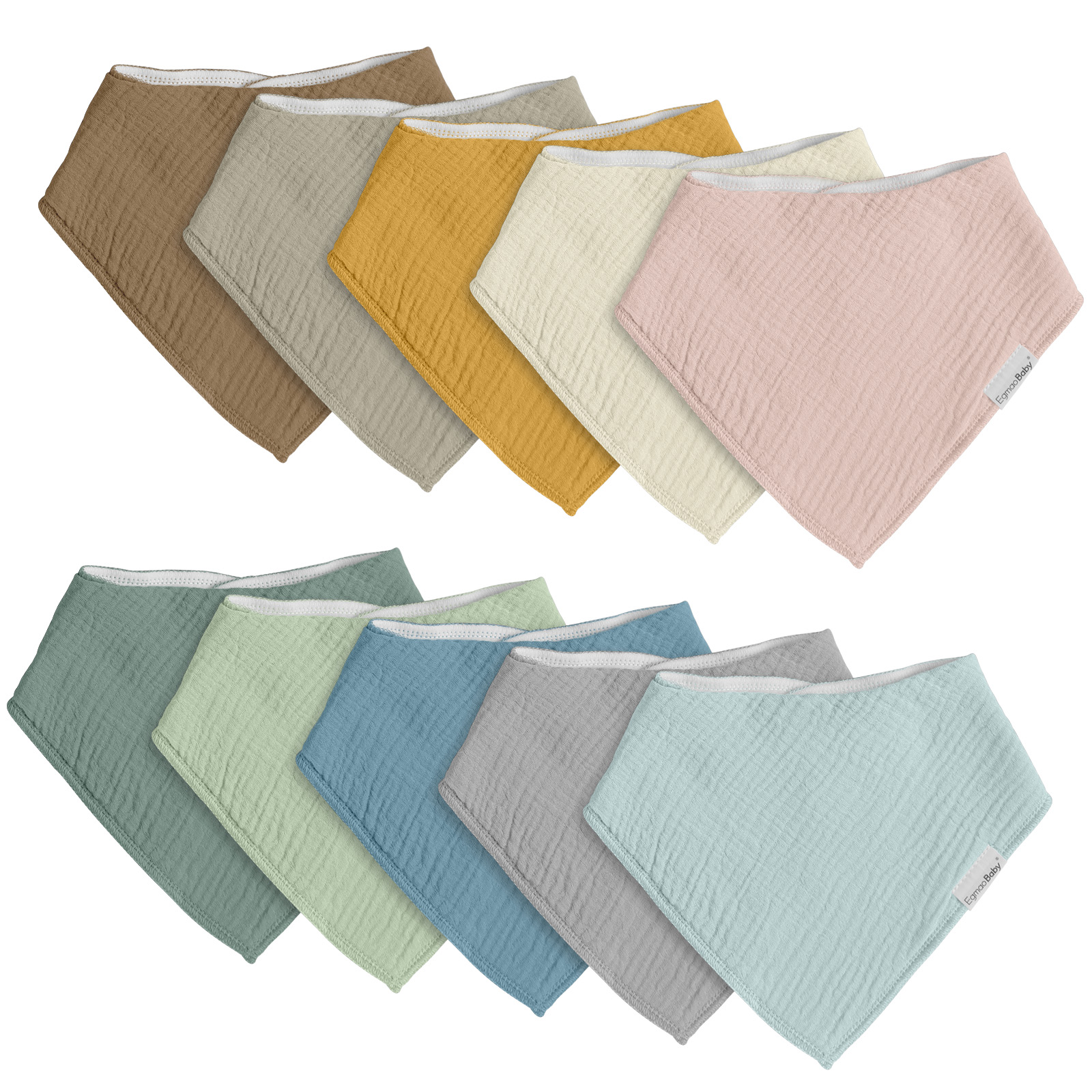 Lullaby | Soft & Absorbent Muslin Bandana Bibs 10 Pack