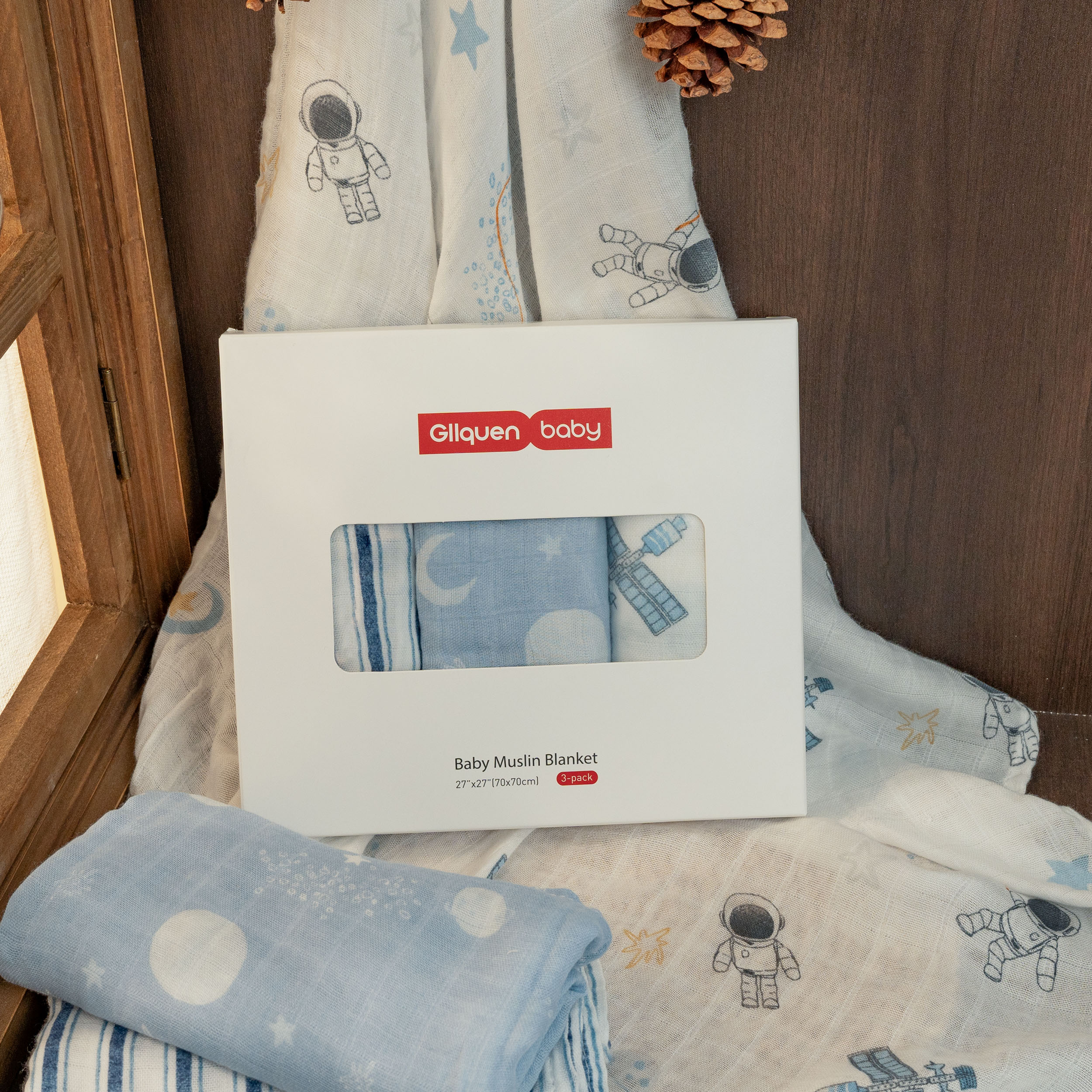 Muslin Swaddle Blankets 6-Pack | 27 X 27" | Astronaut