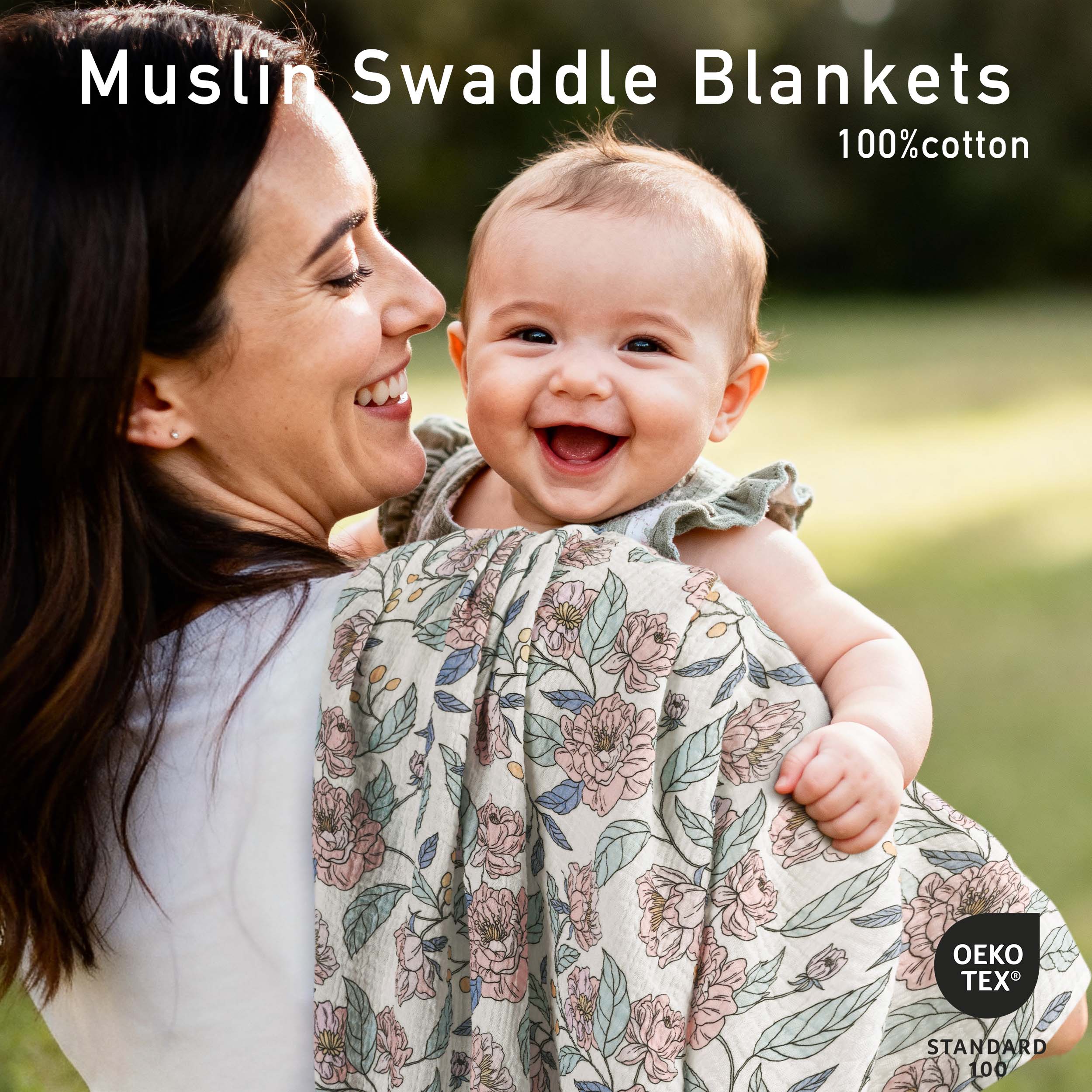Muslin Swaddle Blankets 3-Pack | 38"x40" | Floral Fantasy