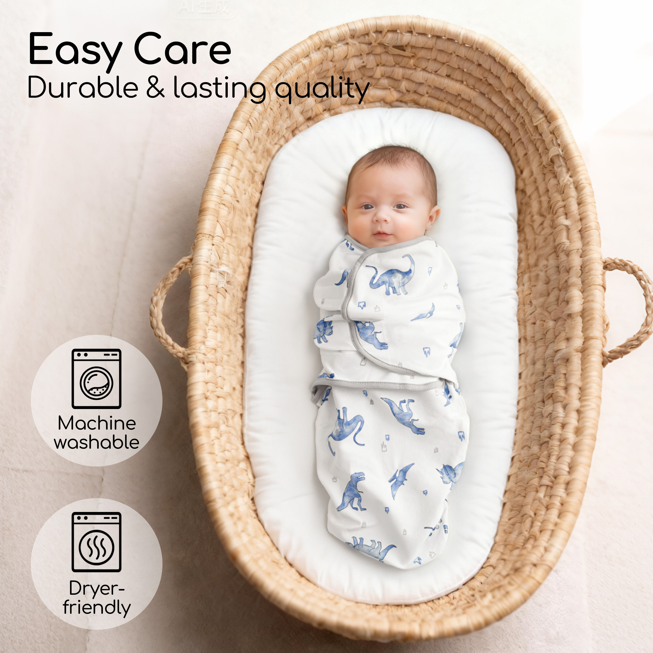 Dinosaur Blues Night | Baby Swaddle 2-Pack | 0-3 Months