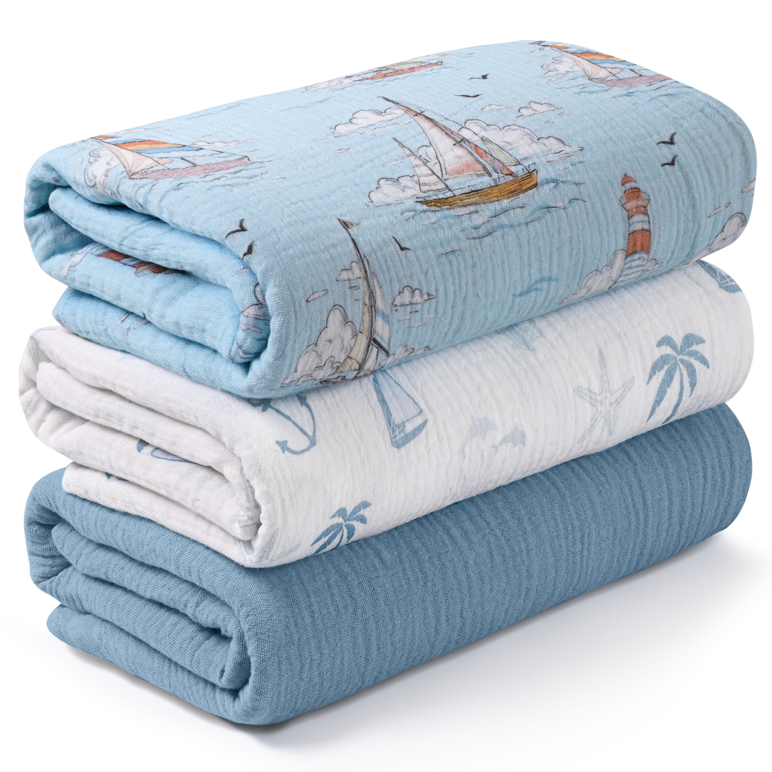 Muslin Swaddle Blankets 3-Pack | 38"x40" | Little Navigator’s Log