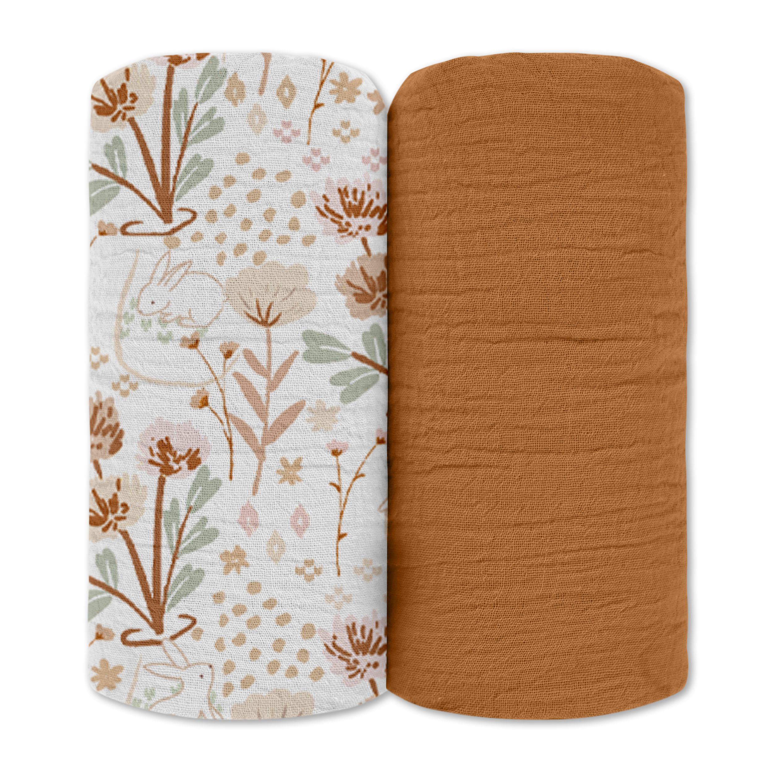 Muslin Swaddle Blankets 2-Pack | 38"x40" | Whisper of Autumn Fields