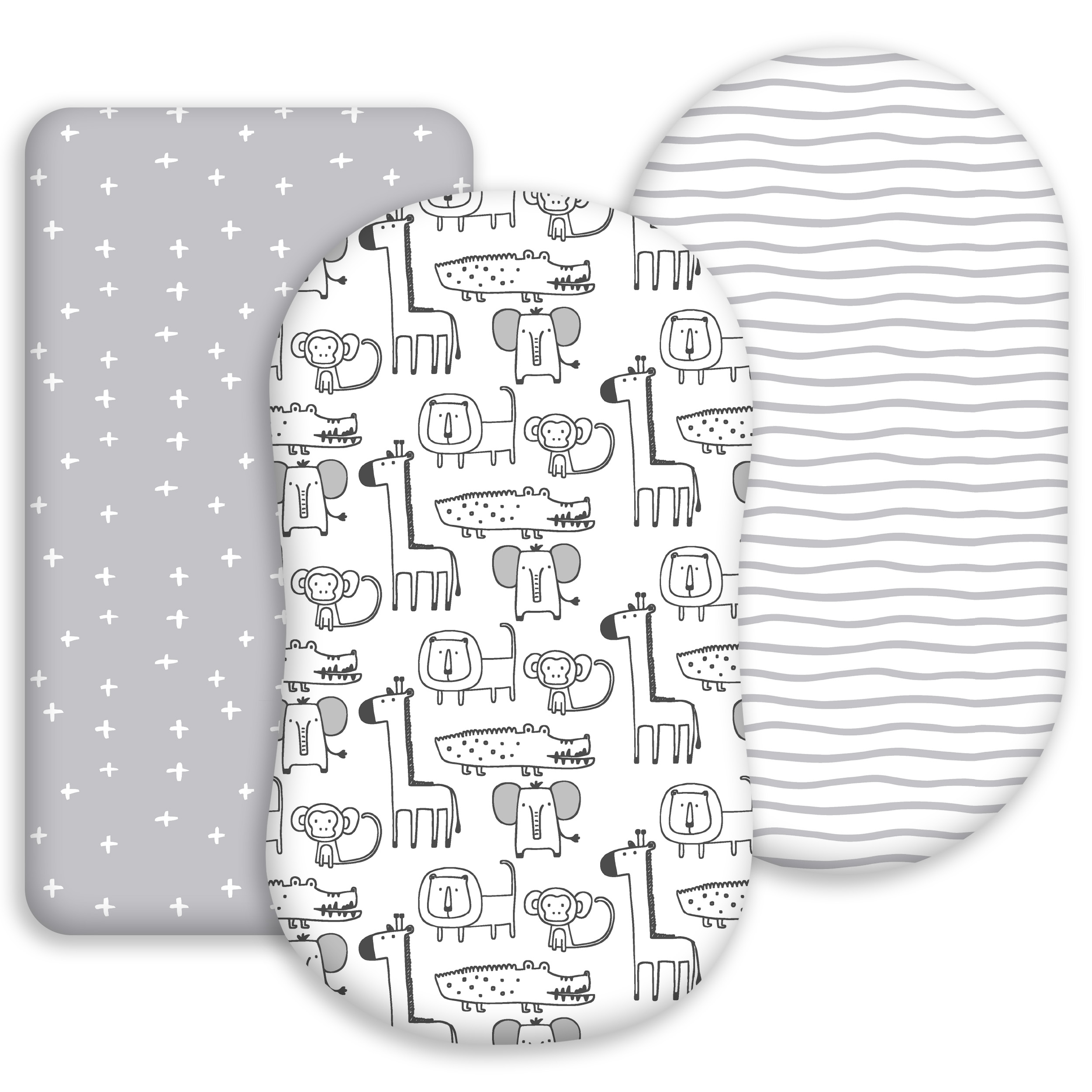 Grey Safari | Bassinet Sheets 3-Pack | 17*33''