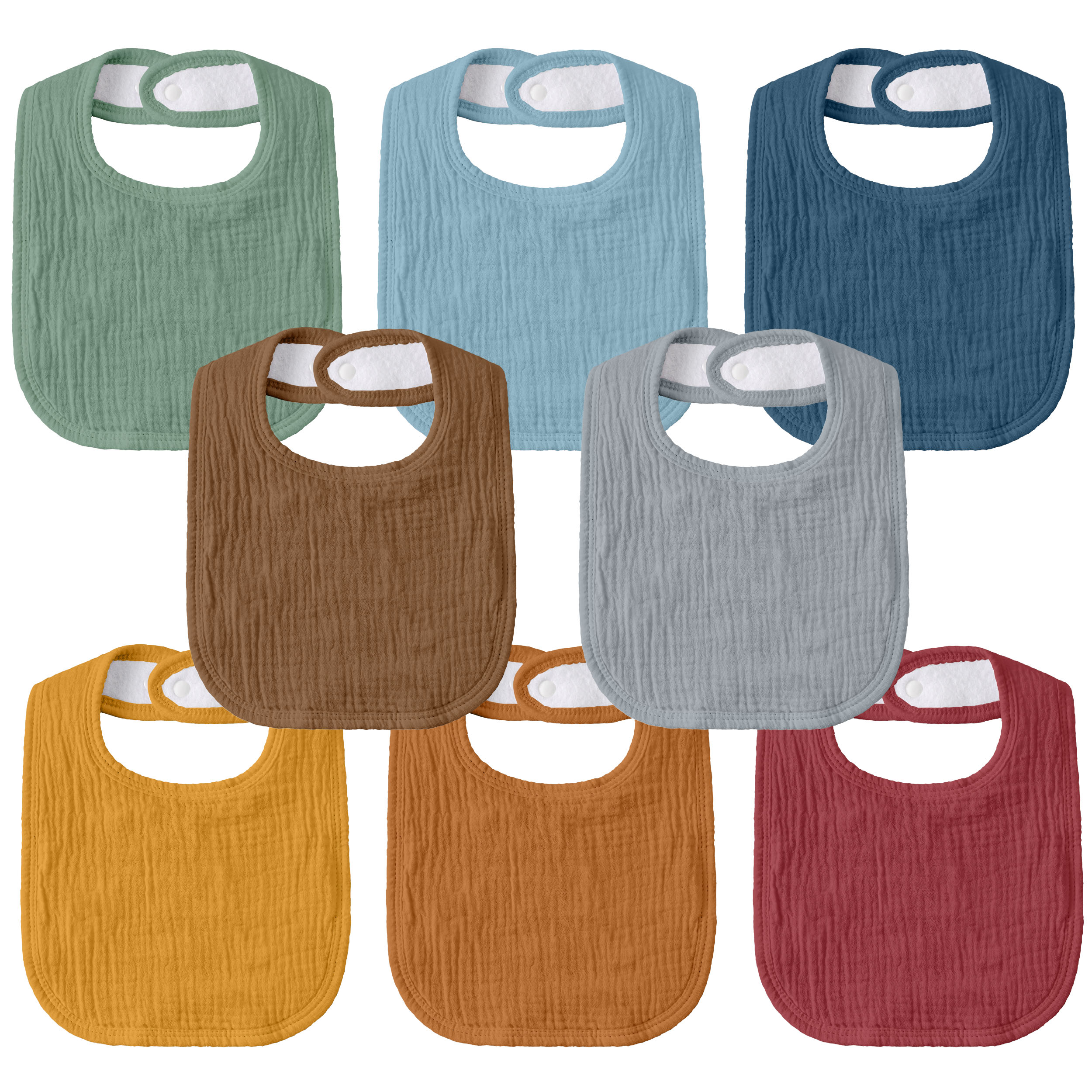 Cozy Rainbow Bib | baby muslin bibs 8 pack | 0-36 months