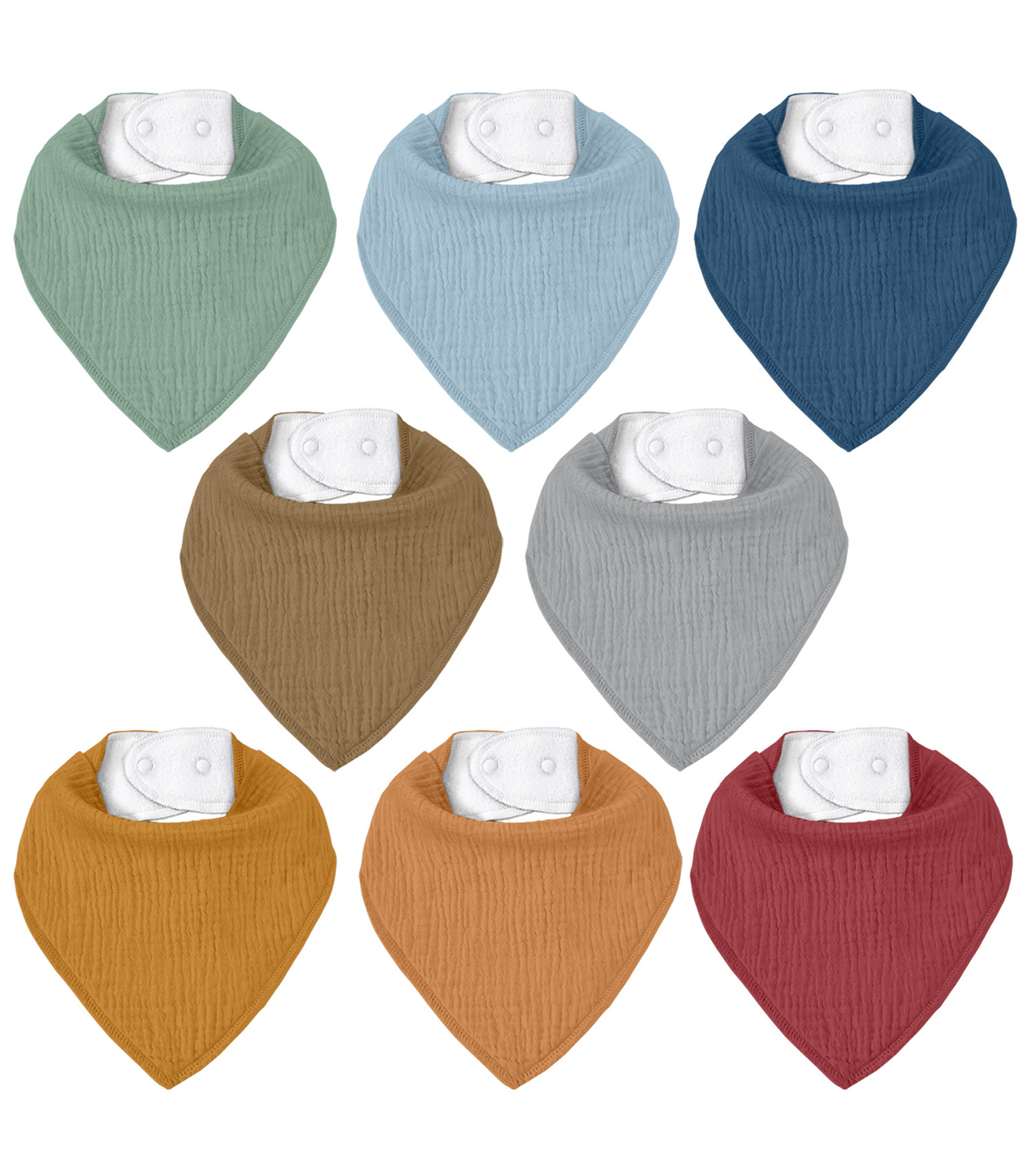 Concerto Palette | Soft & Absorbent Muslin Bandana Bibs 8 Pack