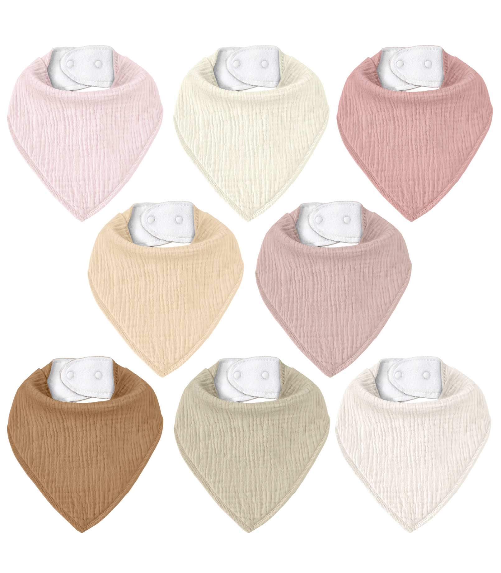 Silent Bud | Soft & Absorbent Muslin Bandana Bibs 8 Pack