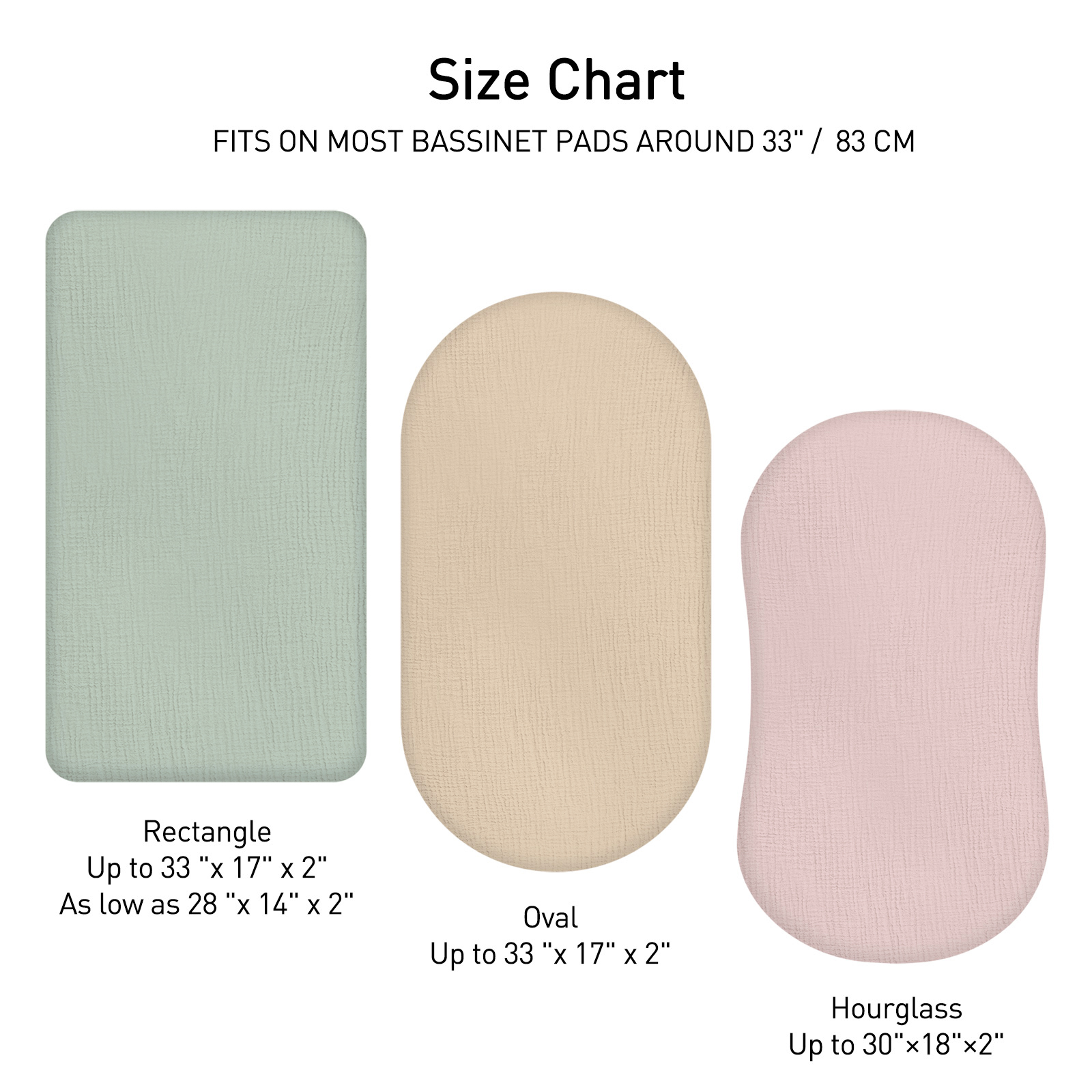 Rose  | Muslin Bassinet Sheets 2-Pack | 33''*17'' 100% Muslin Cotton