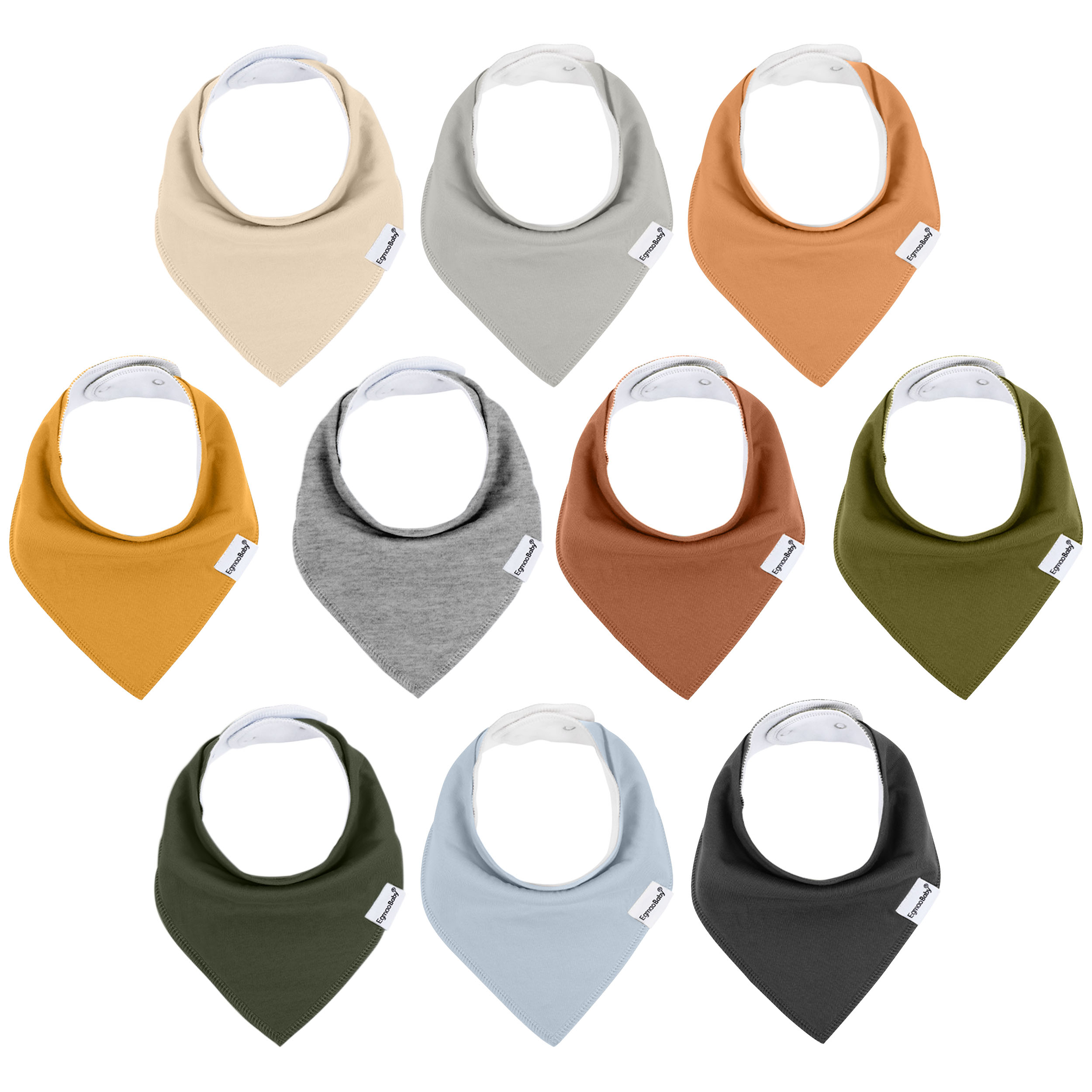 Super Absorbent Bandana Bibs 10 Pack - Soft Earth Palette