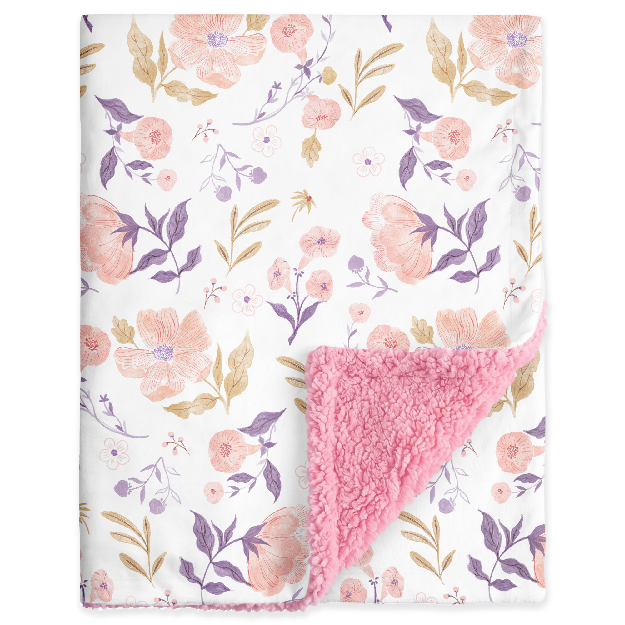 Pink Retro Floral | plush baby blanket | 30''*36''