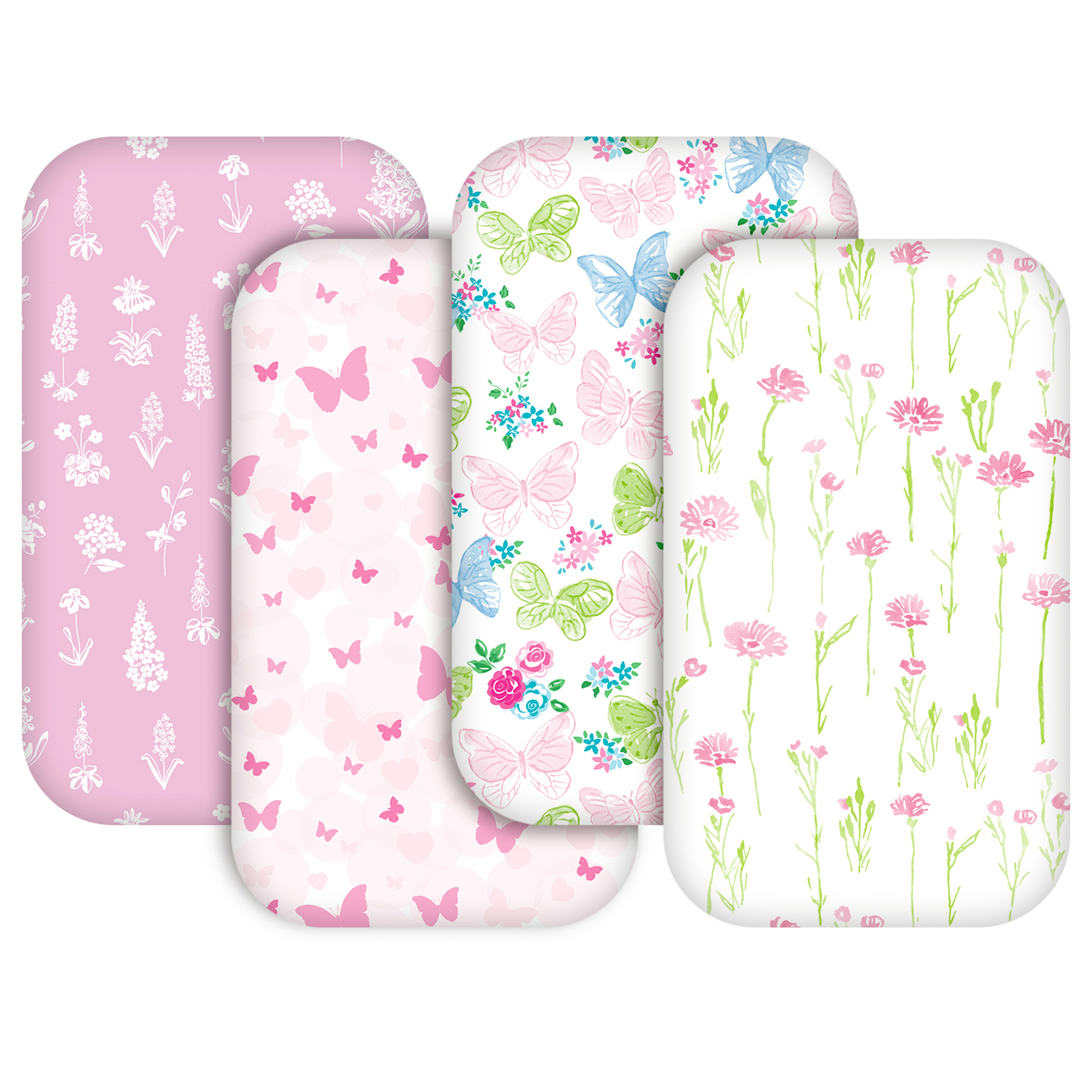 Pink Butterfly & Floral | Bassinet Sheets 4-Pack | 20*33''