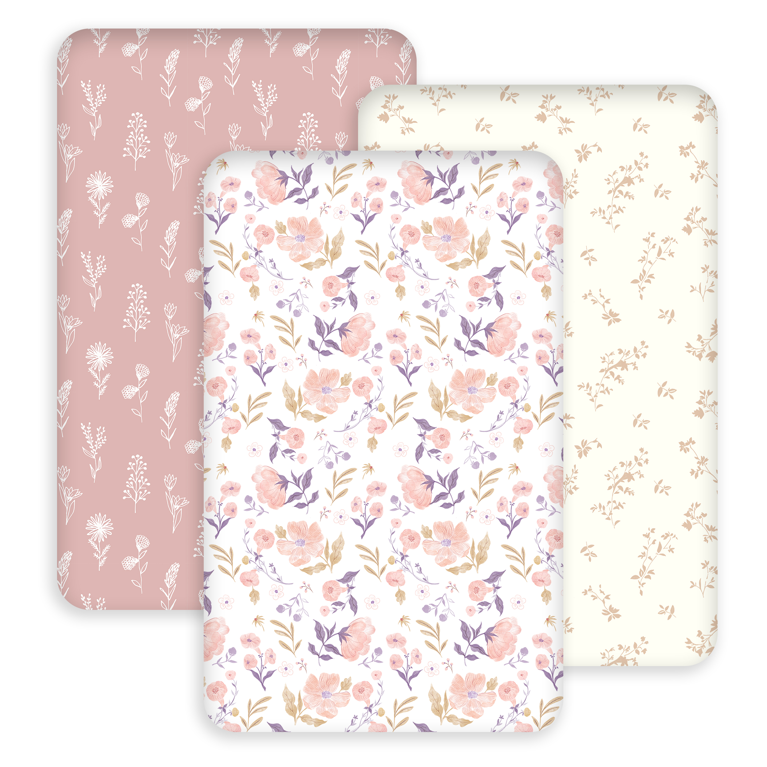 Blush Floral Meadow | Bassinet Sheets 3-Pack | 33*20''