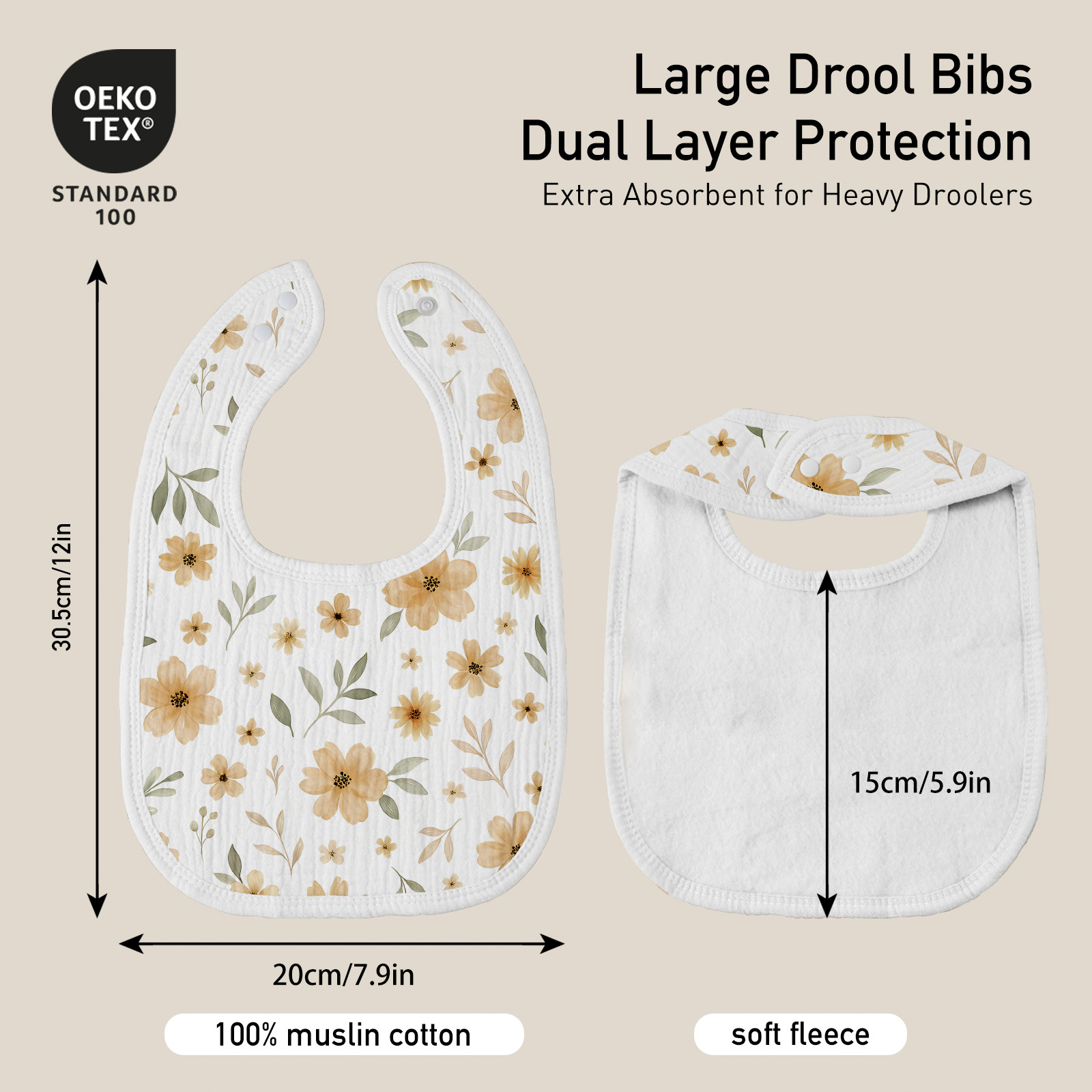 Autumn Flora | baby muslin bibs 6 pack | 0-36 months