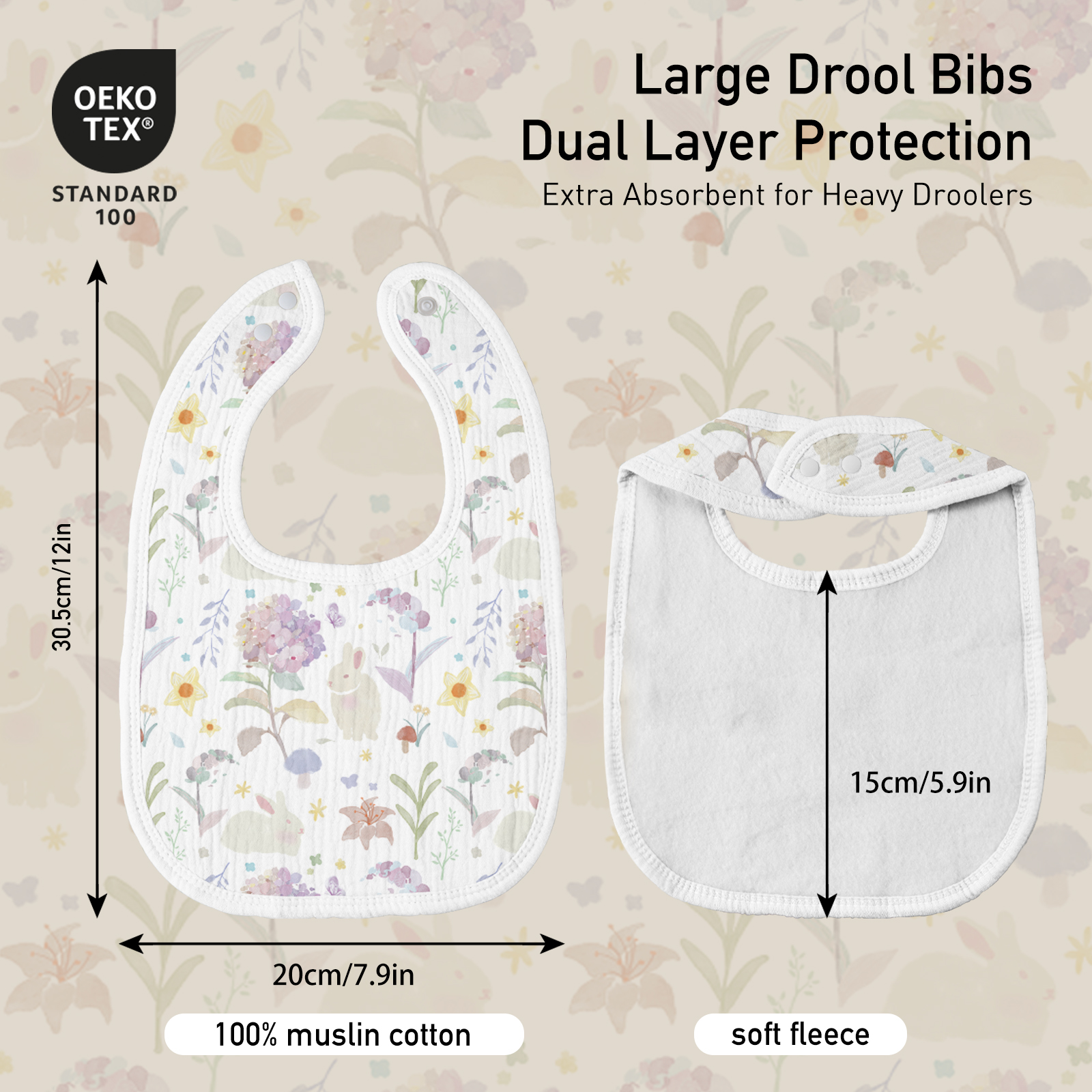 Blossom | baby muslin bibs 8 pack | 0-36 months