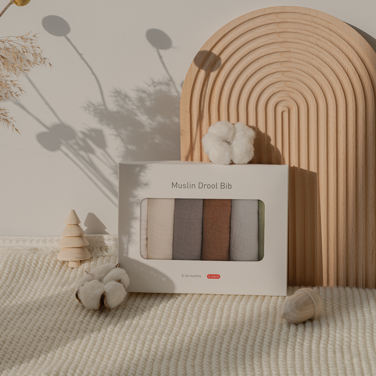 Viability | baby muslin bibs 6 pack | 0-36 months