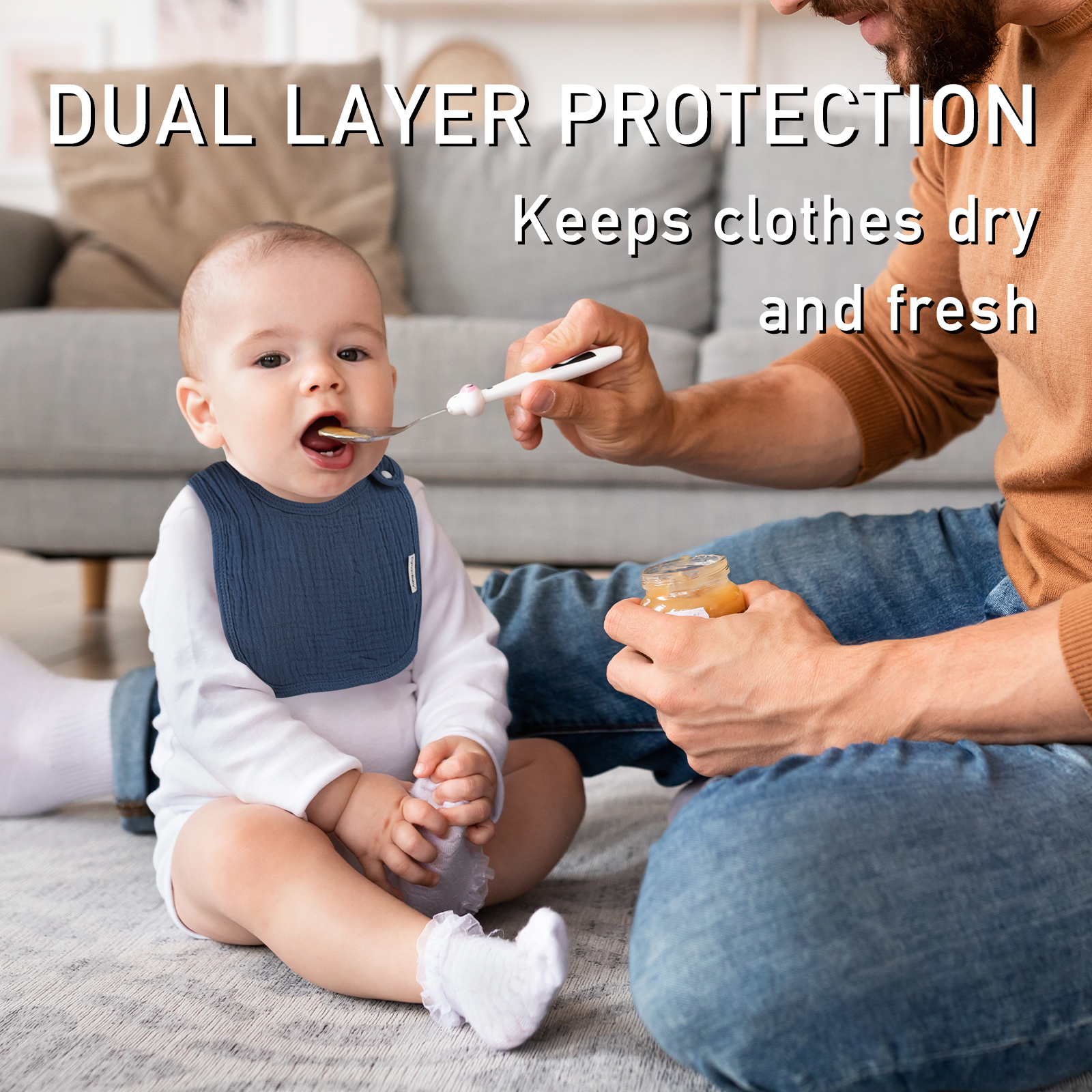 Natural | baby muslin bibs 5 pack | 0-36 months