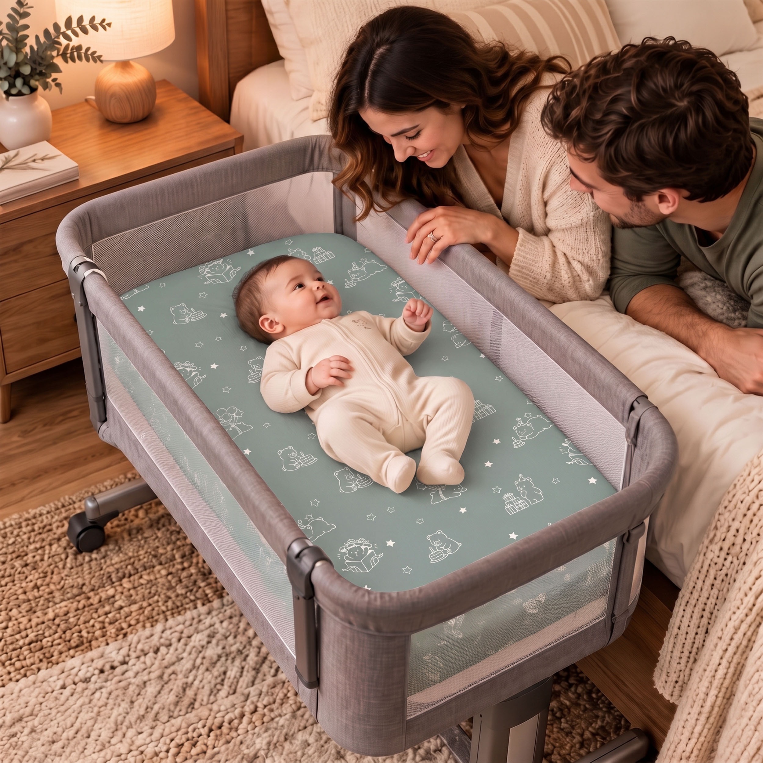Sage Bear Dream | Bassinet Sheets 3-Pack | 33*20''