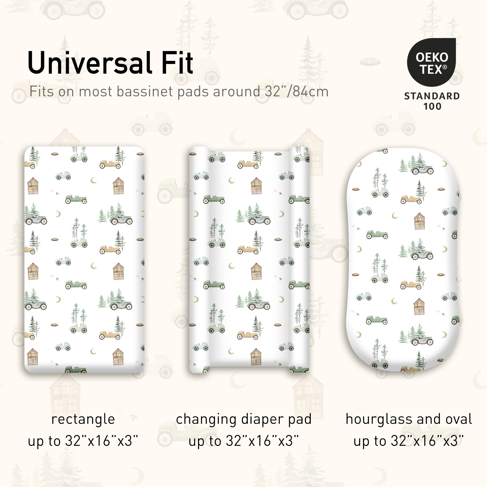 Car | Soft Microfiber Fitted Change Pad Cover & Bassinet Sheets 4 Pack | 16''*32''