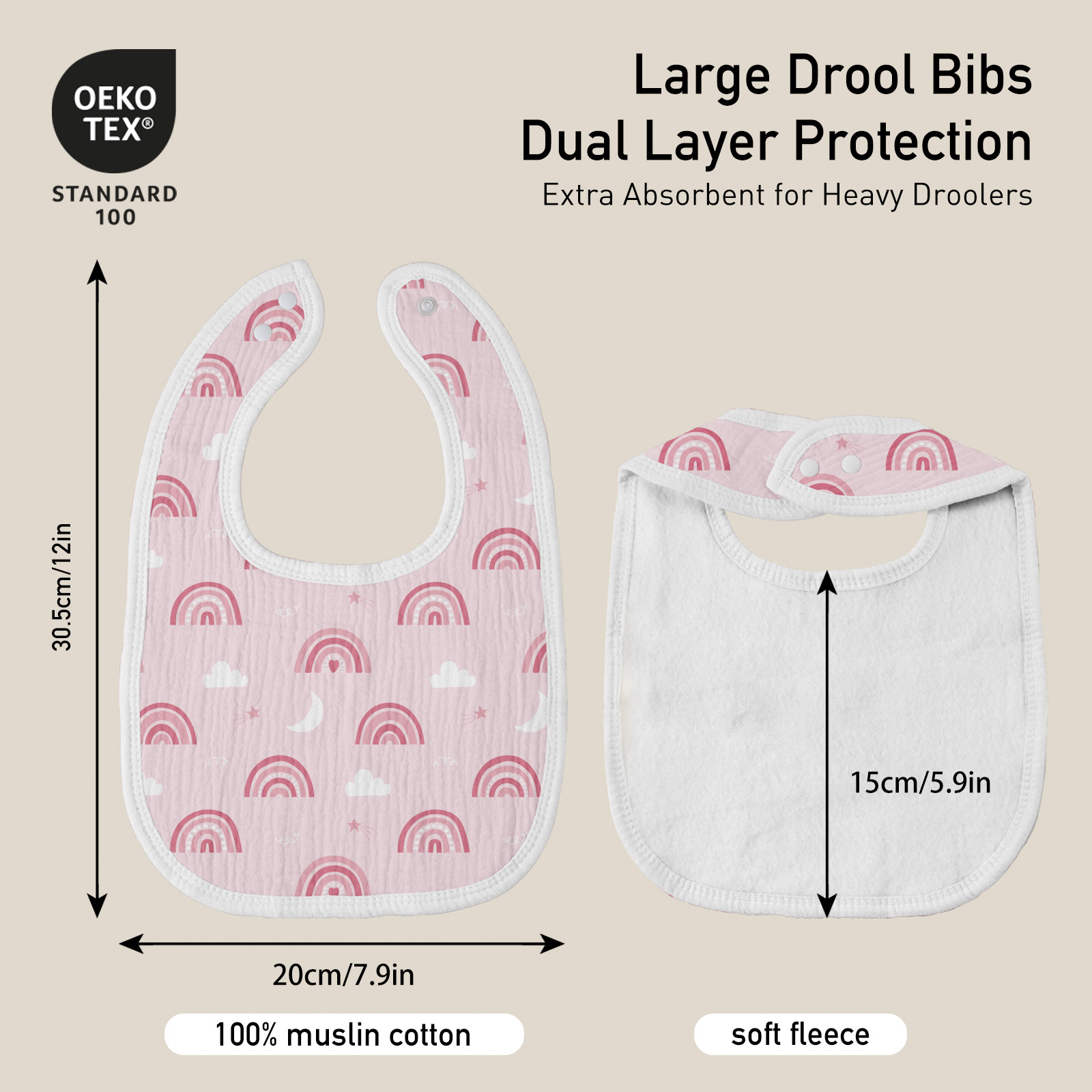 Rosie Rainbow | baby muslin bibs 6 pack | 0-36 months
