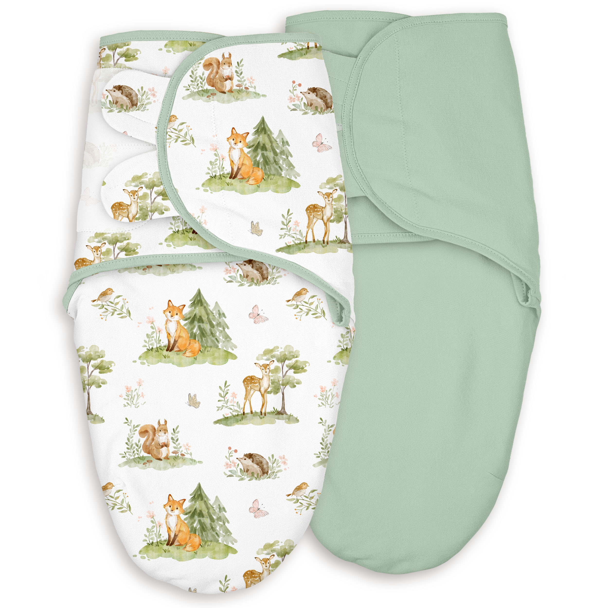  Green Forest Fox  | Baby Swaddle 2-Pack | 0-3 Months