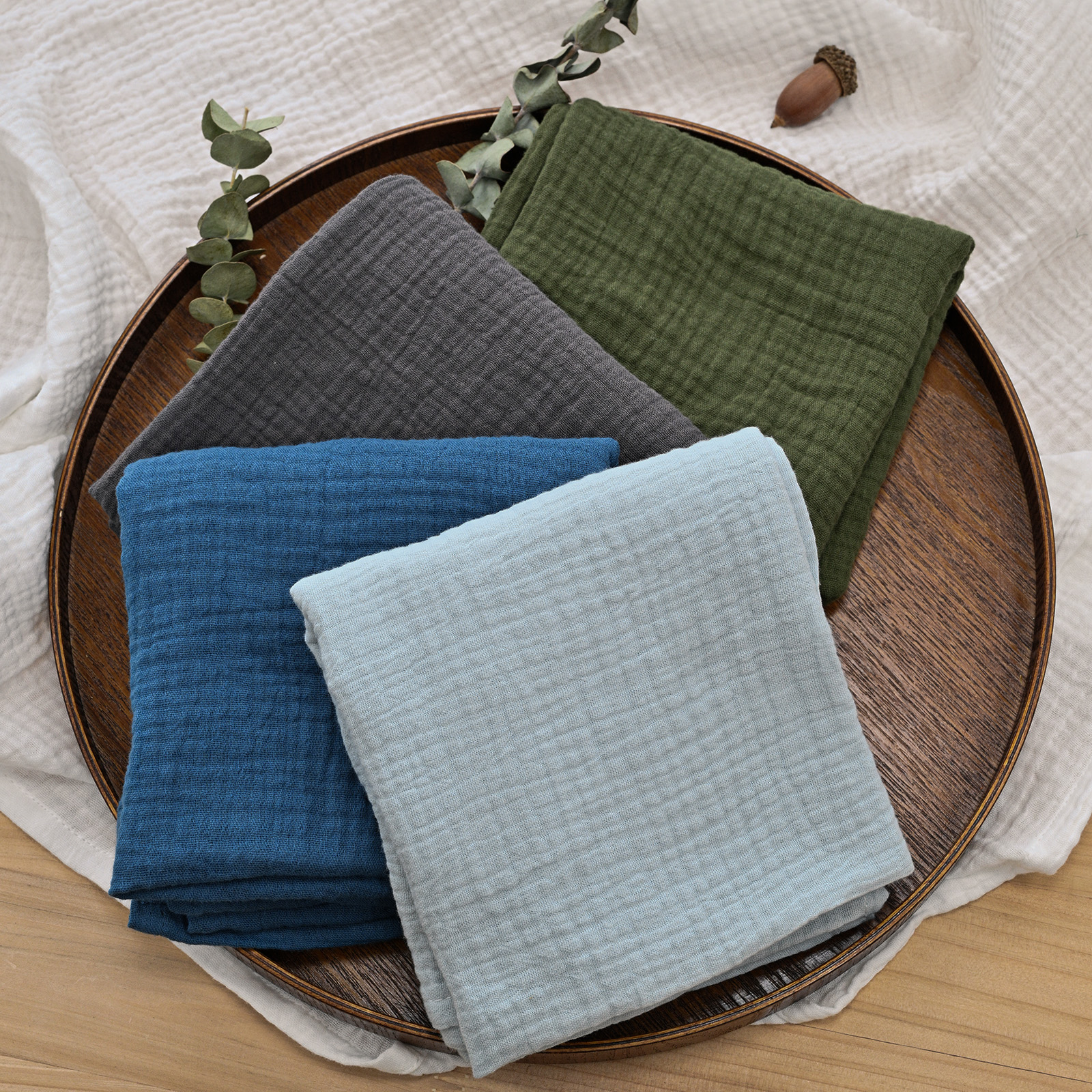 Muslin Swaddle Blankets 5-Pack, 23.5"x23.5" - Forest 