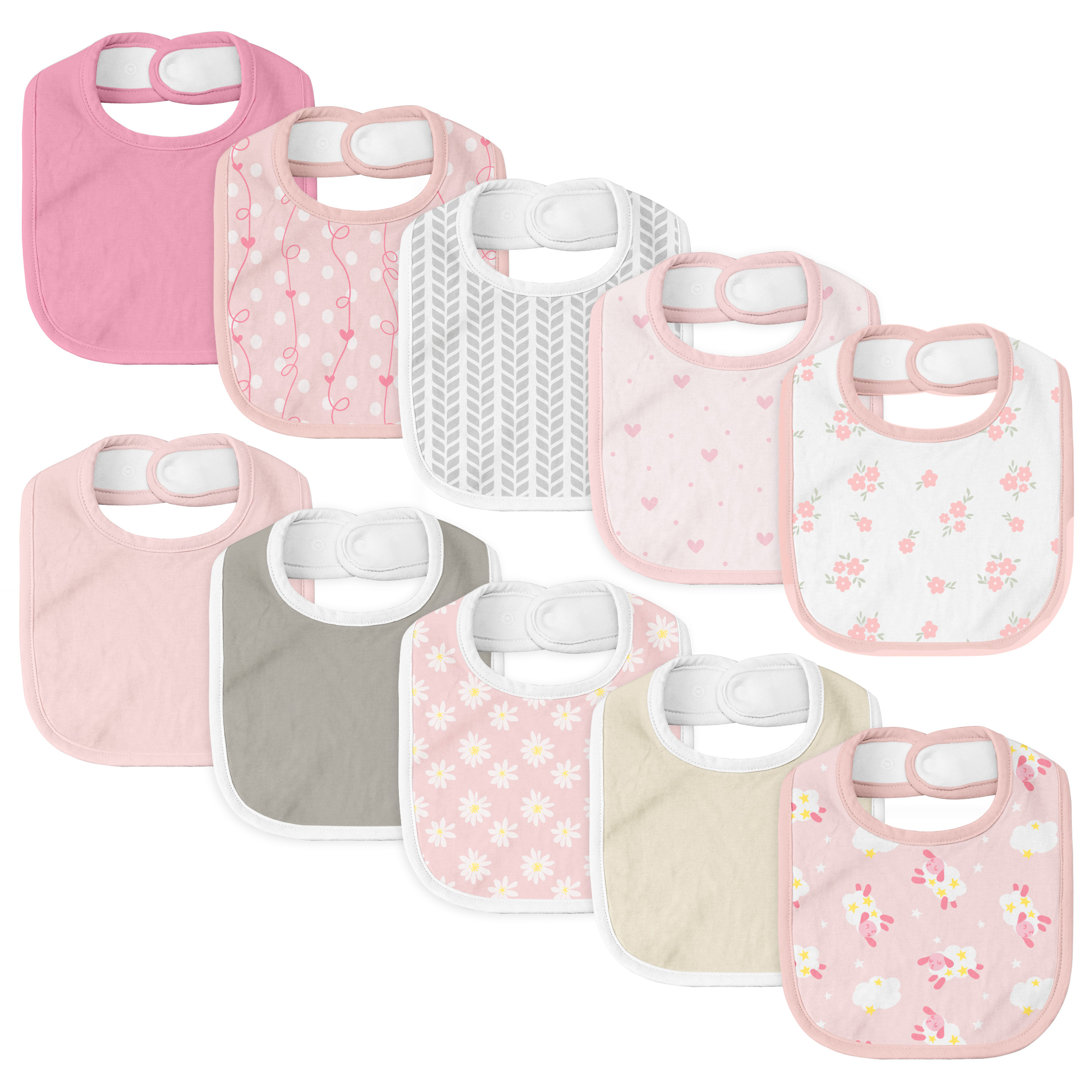Pink Fantasy | Organic Cotton Bandana Bibs 10 Pack | 0-36 Months