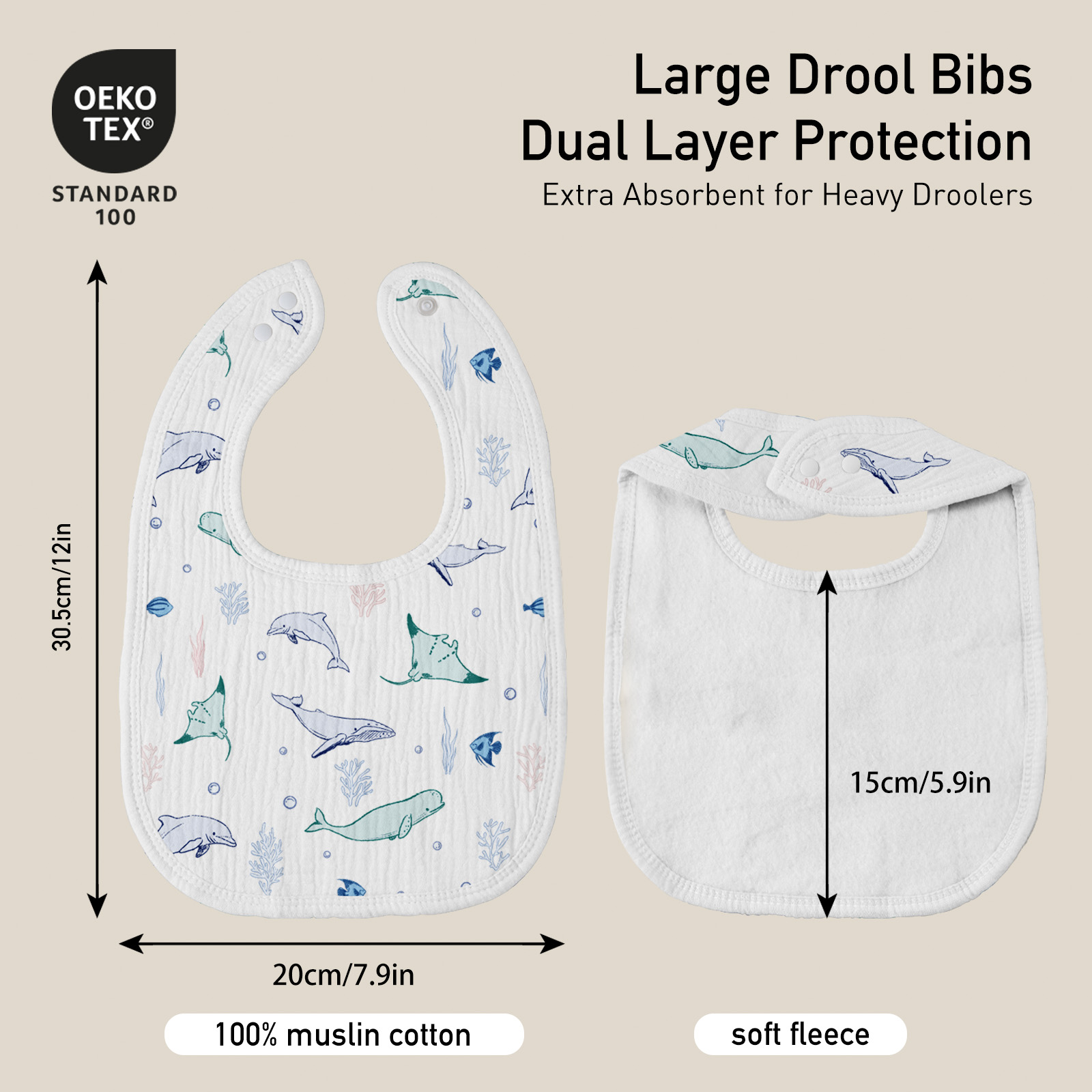 Ocean Whimsy | baby muslin bibs 6 pack | 0-36 months